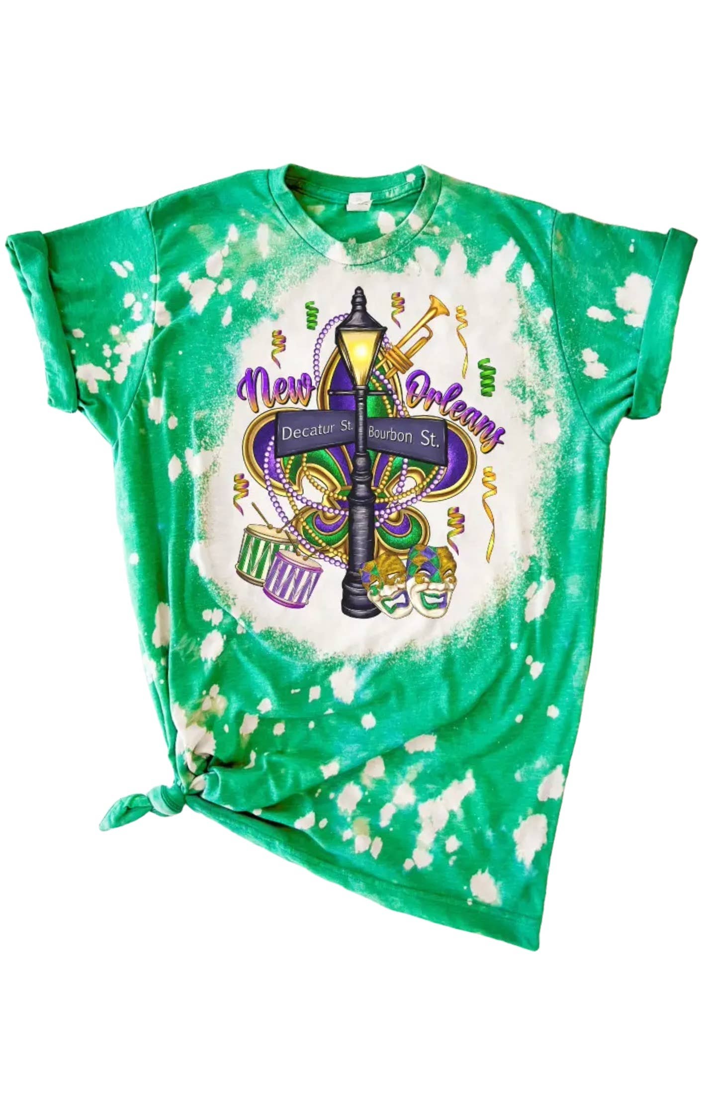 Mardi Gras New Orleans Vintage Bleached Tee Hoodie, Sweatshirt | PodTeesHub.com