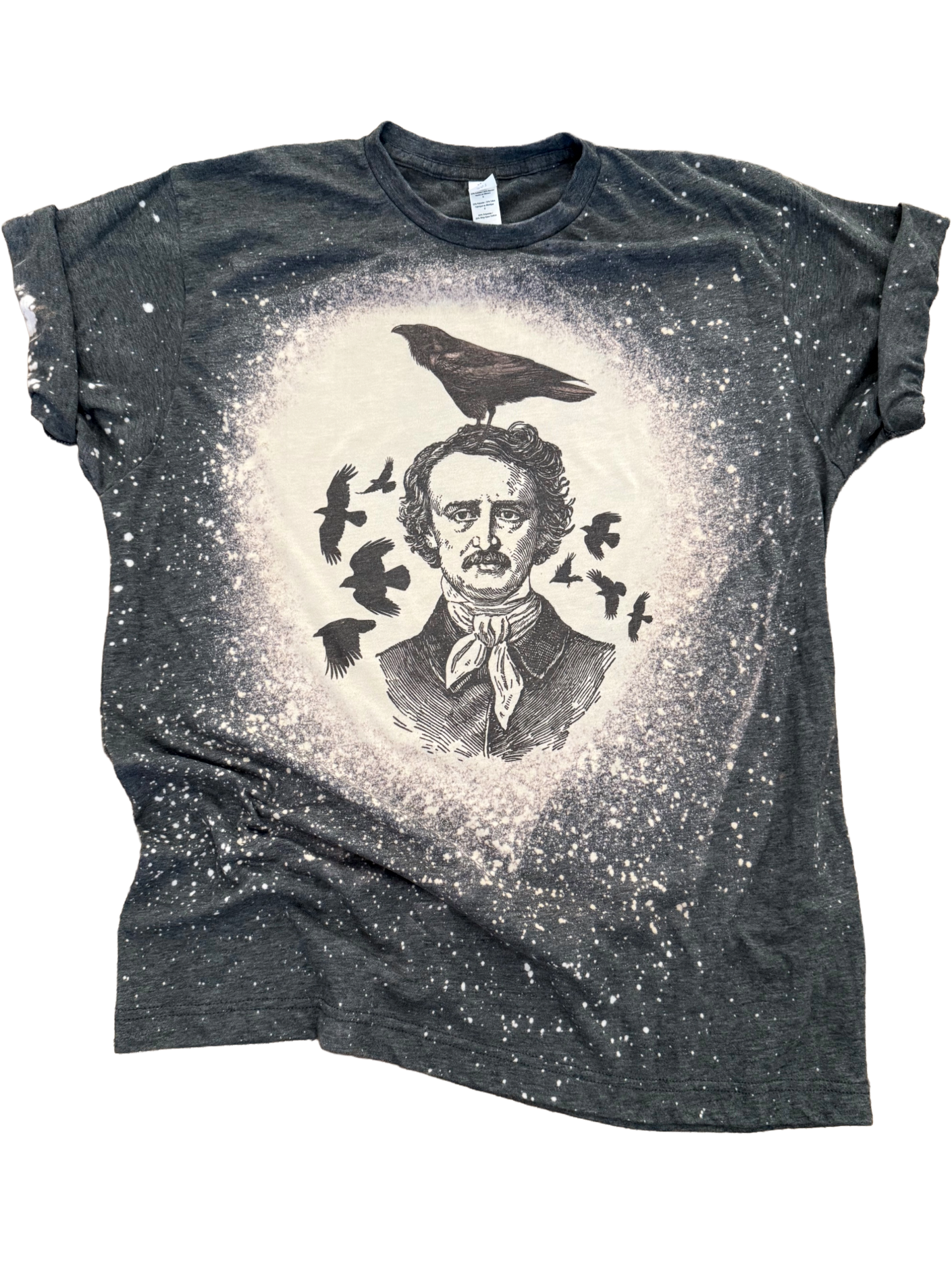 Poe Raven Bleached Tee Hoodie, Sweatshirt | PodTeesHub.com