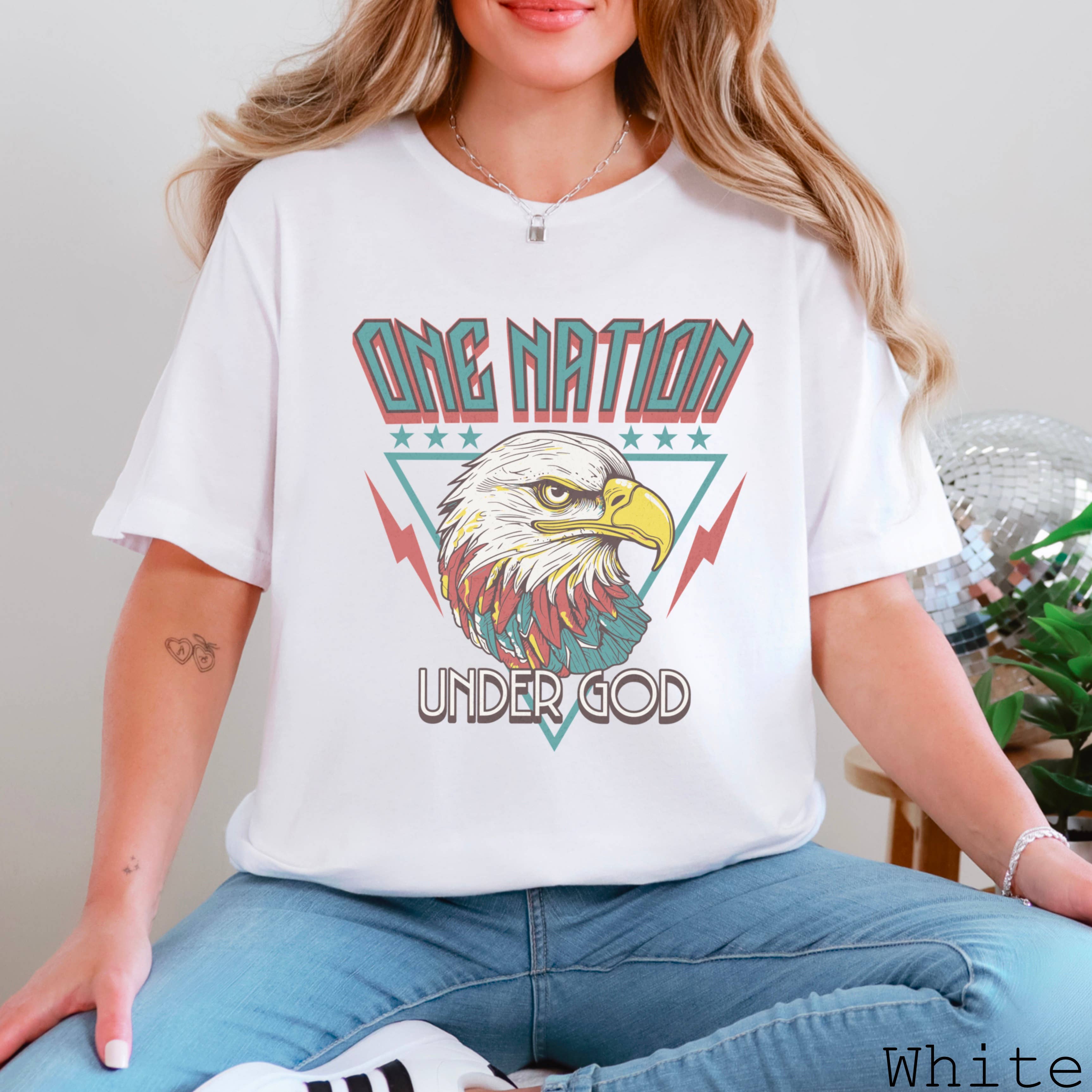 July 4th Graphic Tee | One Nation Under God | Bella Canvas Hoodie, Sweatshirt | PodTeesHub.com