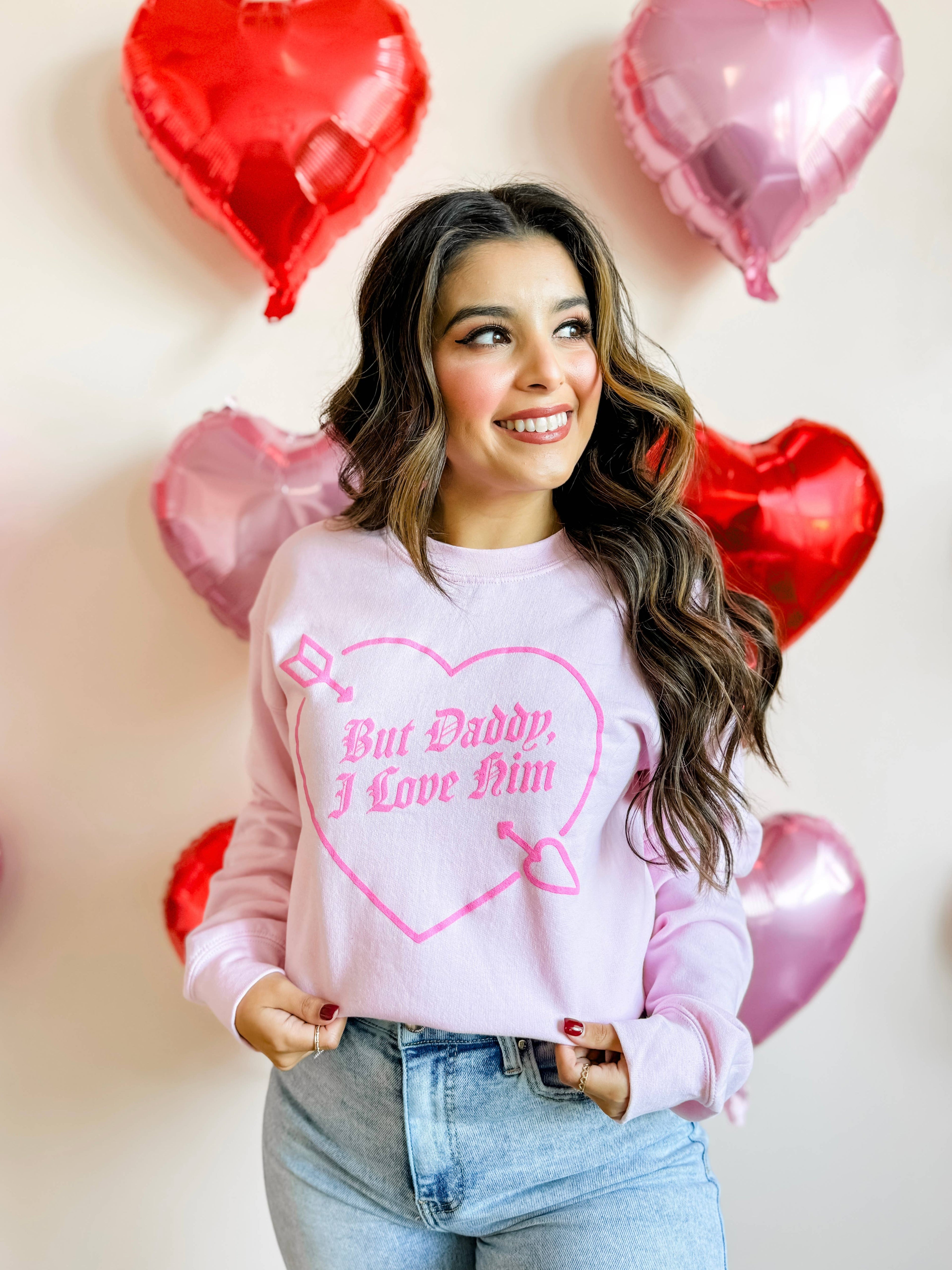 But Daddy I Love Him Sweatshirt, Valentine's Crewneck T-Shirts, Hoodie | PodTeesHub.com