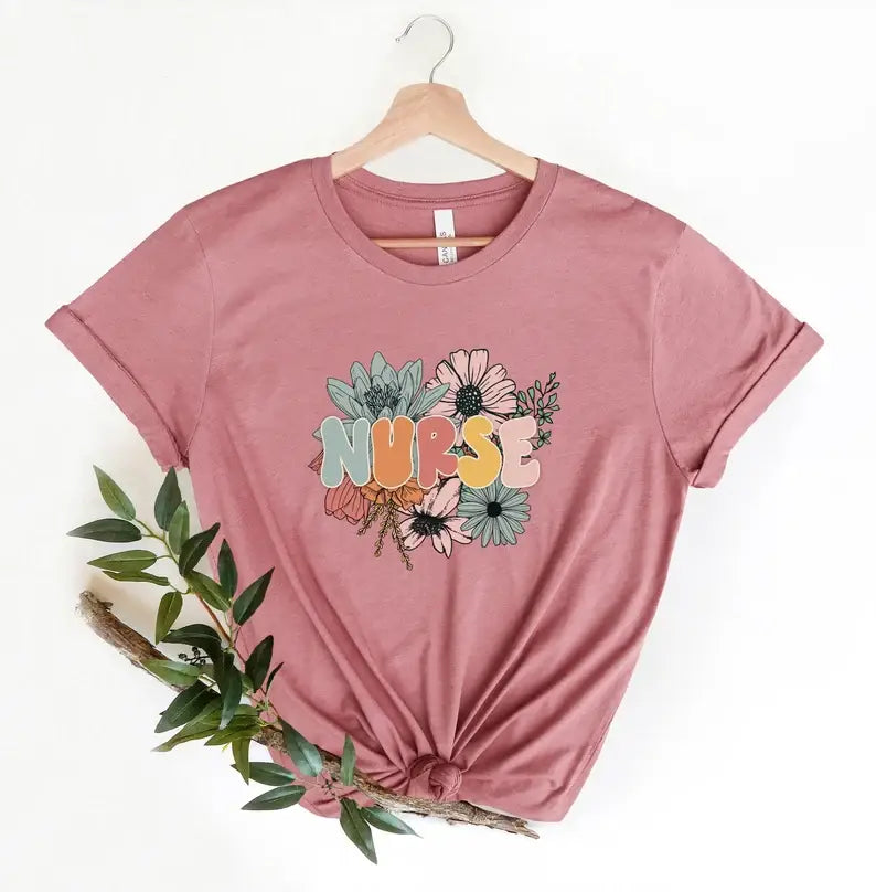 Floral Nurse T-Shirt Hoodie, Sweatshirt | PodTeesHub.com