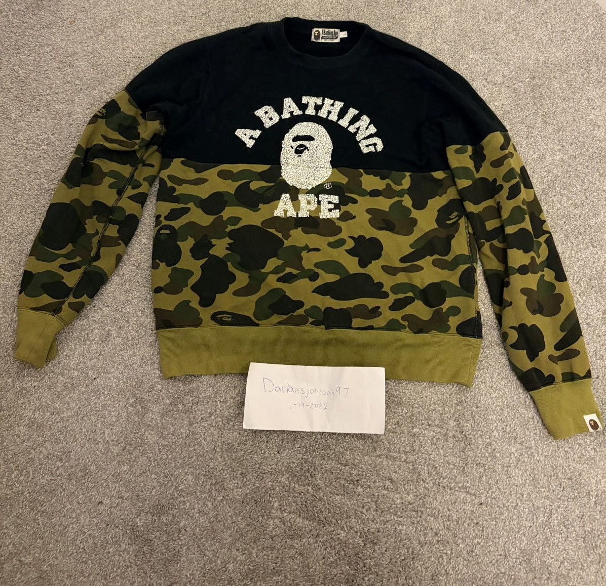 Bape Split Camo College Crewneck T-Shirts, Hoodie, Sweatshirt | PodTeesHub.com