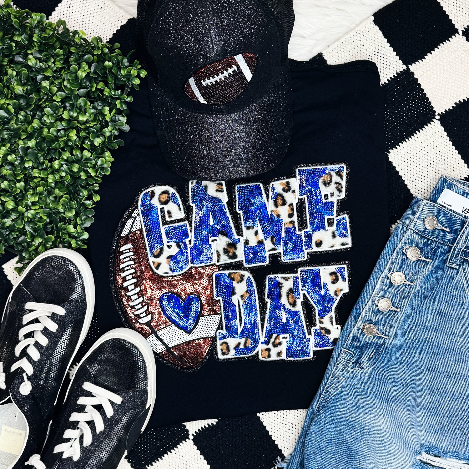 Royal Football Leopard & Sequin Tee Hoodie, Sweatshirt | PodTeesHub.com