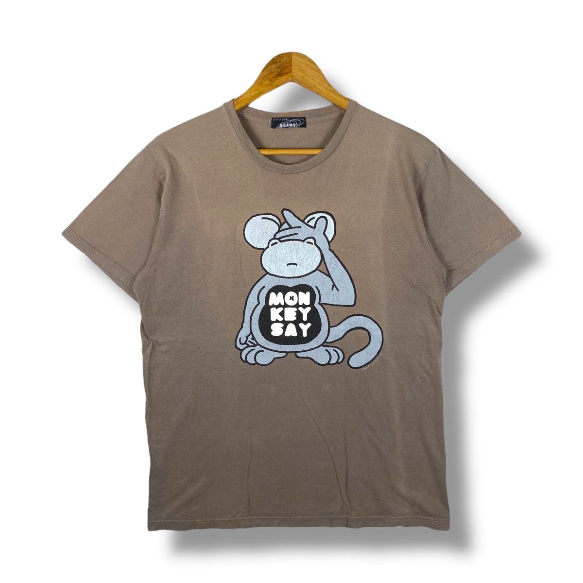 Beams Plus Japanese Brand Beams Mon Key Say Graphic Faded Tee Shirt Hoodie, Sweatshirt | PodTeesHub.com