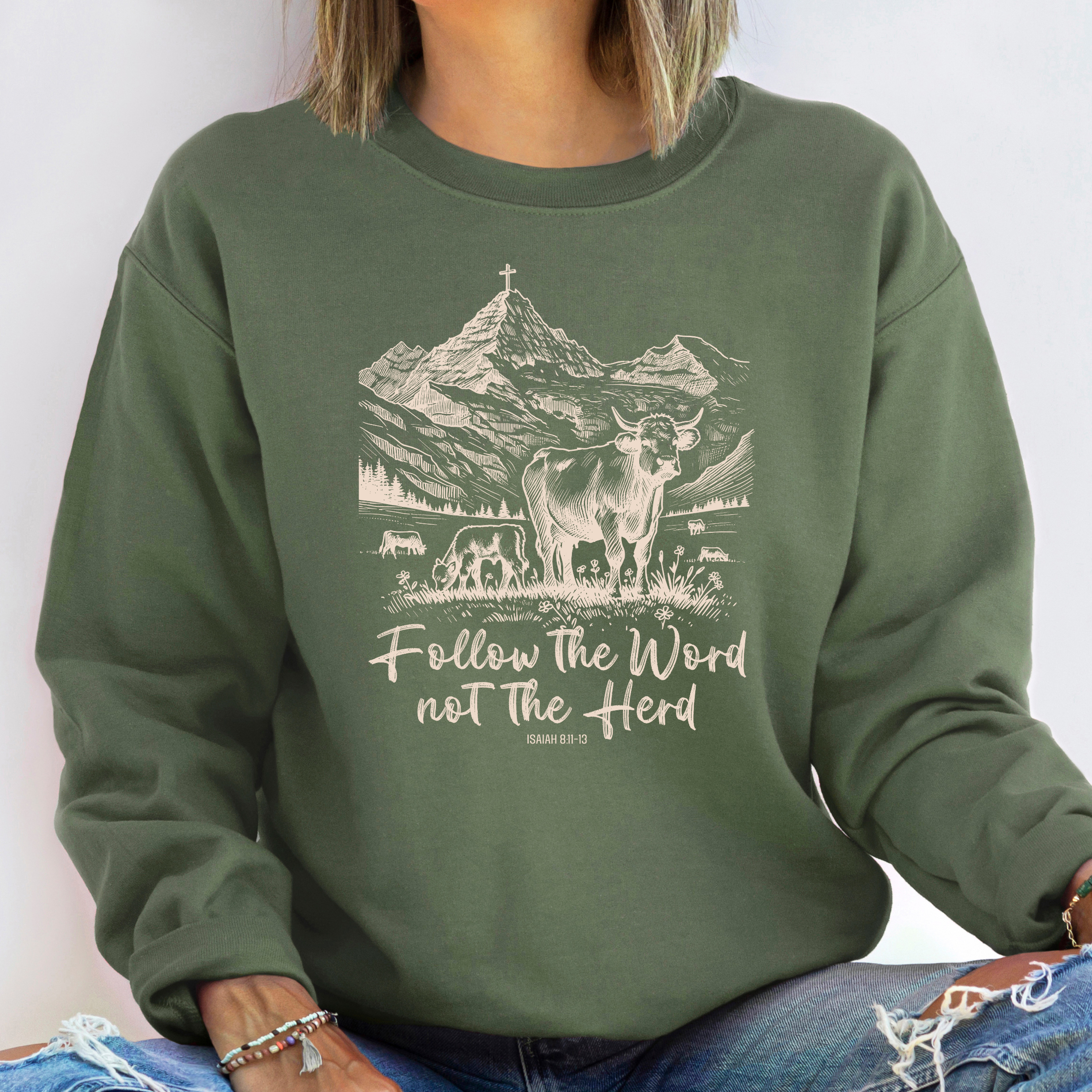 Follow the Word Graphic Sweatshirt - Christian Sweatshirt T-Shirts, Hoodie | PodTeesHub.com