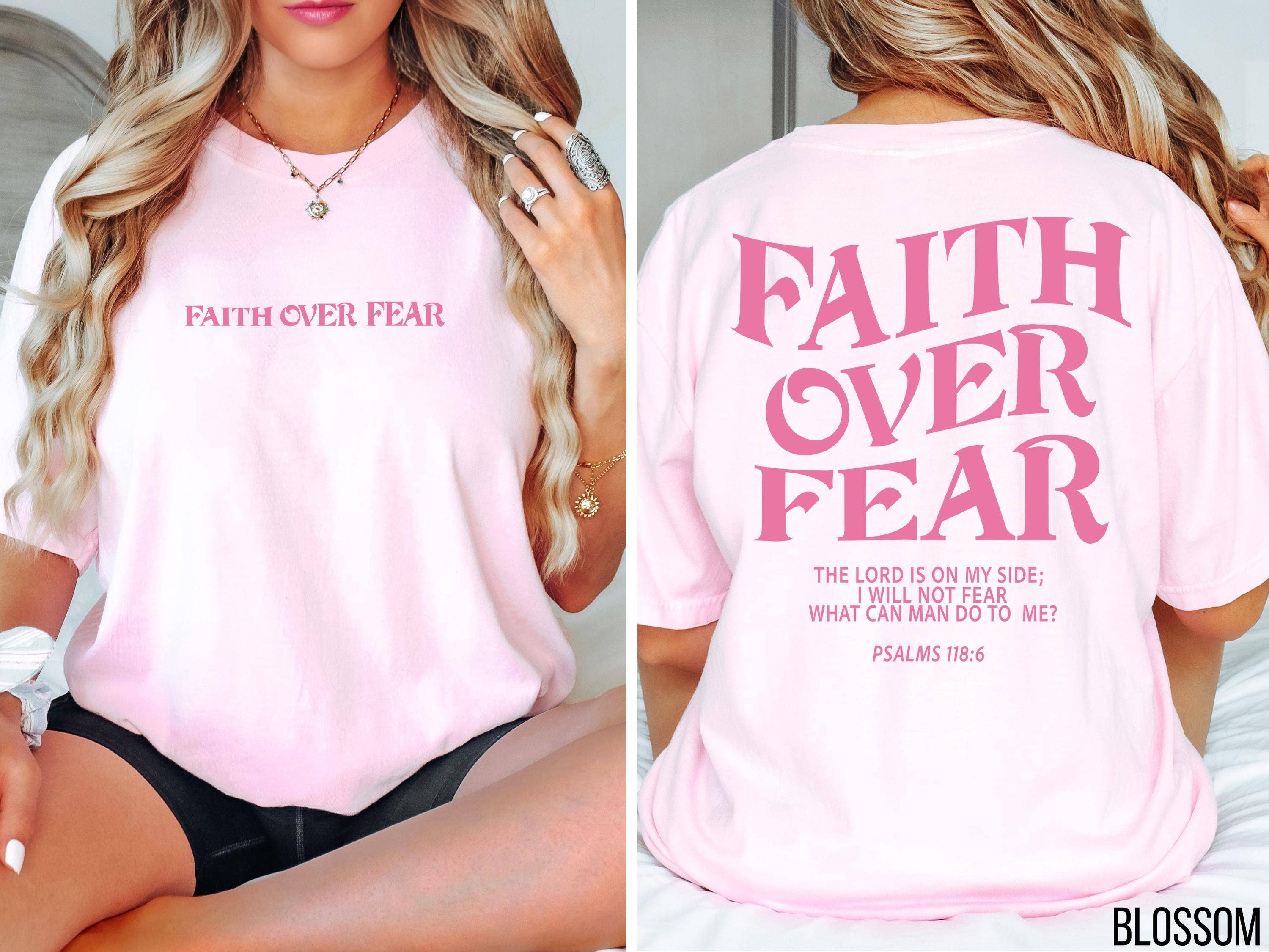 Faith Over Fear Bible Verse Tee, Jesus Church Trendy Shirt Hoodie, Sweatshirt | PodTeesHub.com