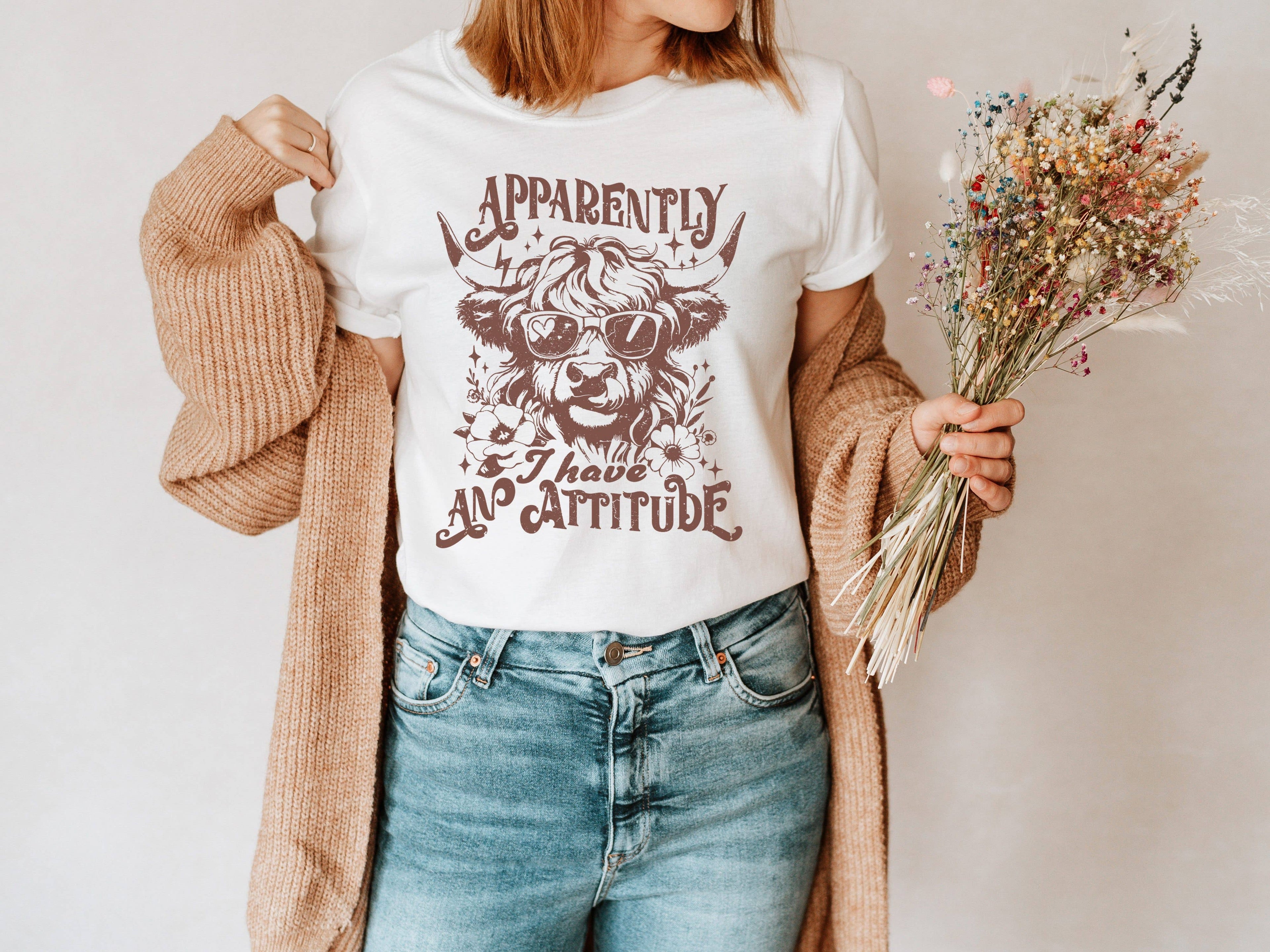 Apparently I Have An Attitude Tee | Cow Shirt Hoodie, Sweatshirt | PodTeesHub.com