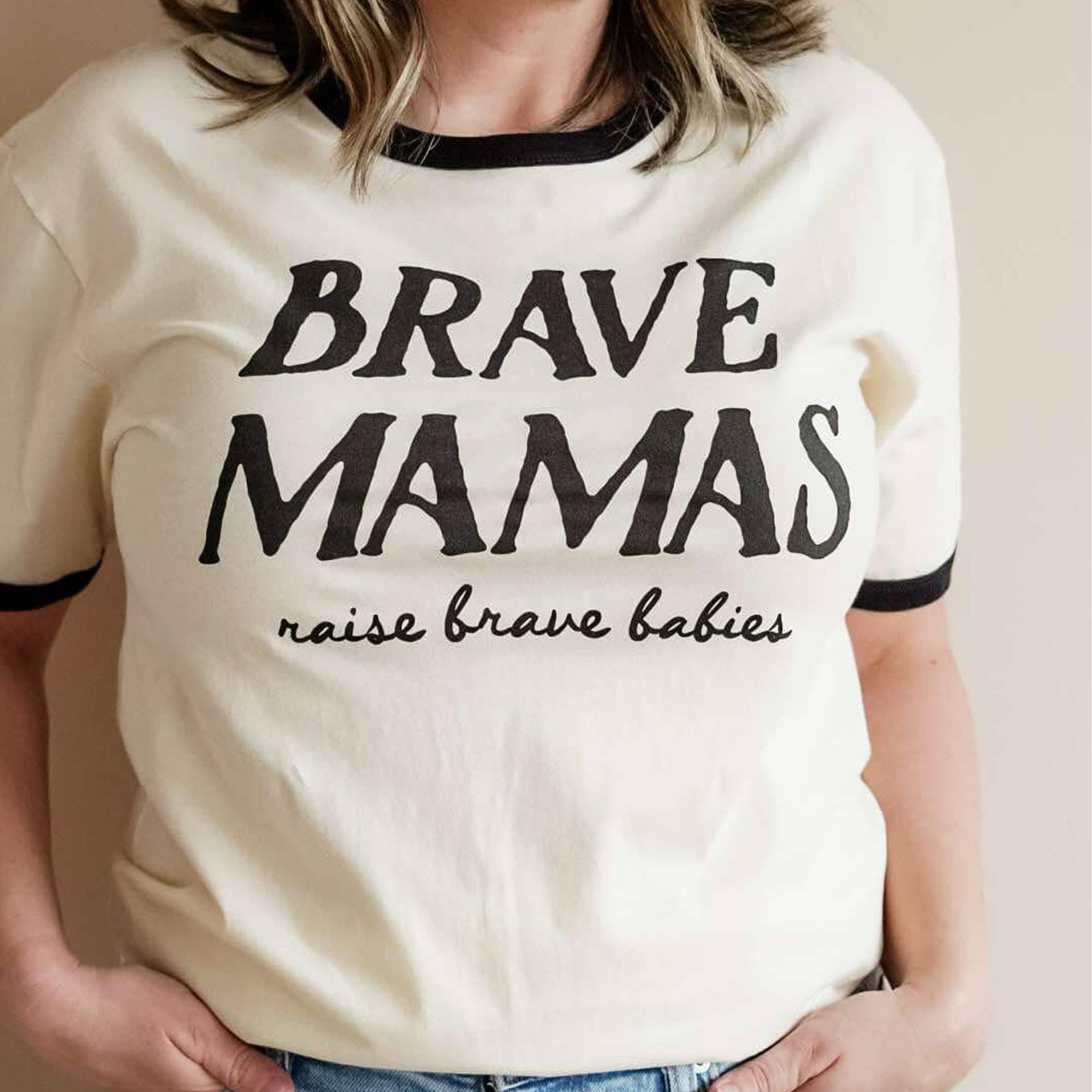 Brave Mamas Raise Brave Babies Ringer Shirt, Mother's Day Hoodie, Sweatshirt | PodTeesHub.com
