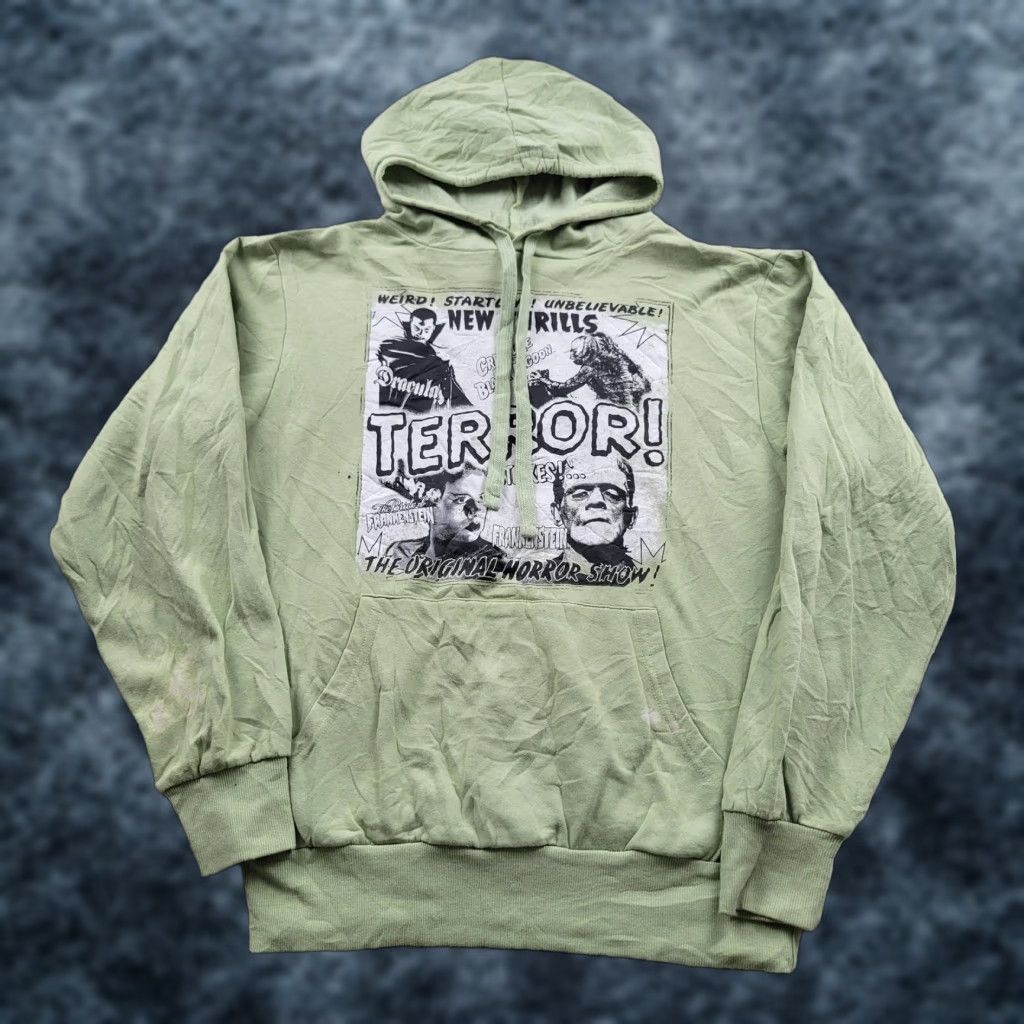 Vintage Universal Monsters Hoodie Green Mens Small Terror Horror Graphic Sweatshirt T-Shirts | PodTeesHub.com