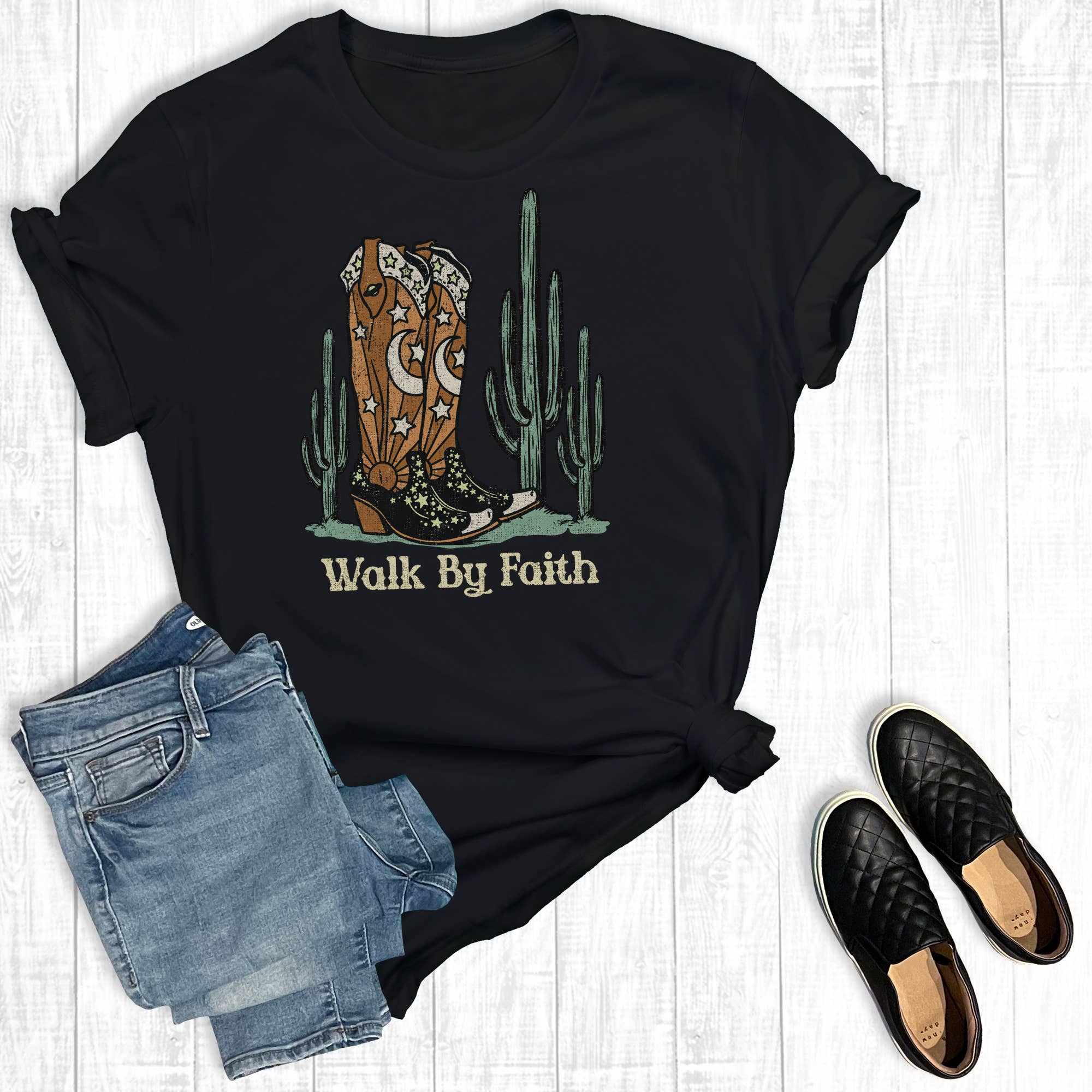 Western Walk By Faith Graphic Tee Hoodie, Sweatshirt | PodTeesHub.com