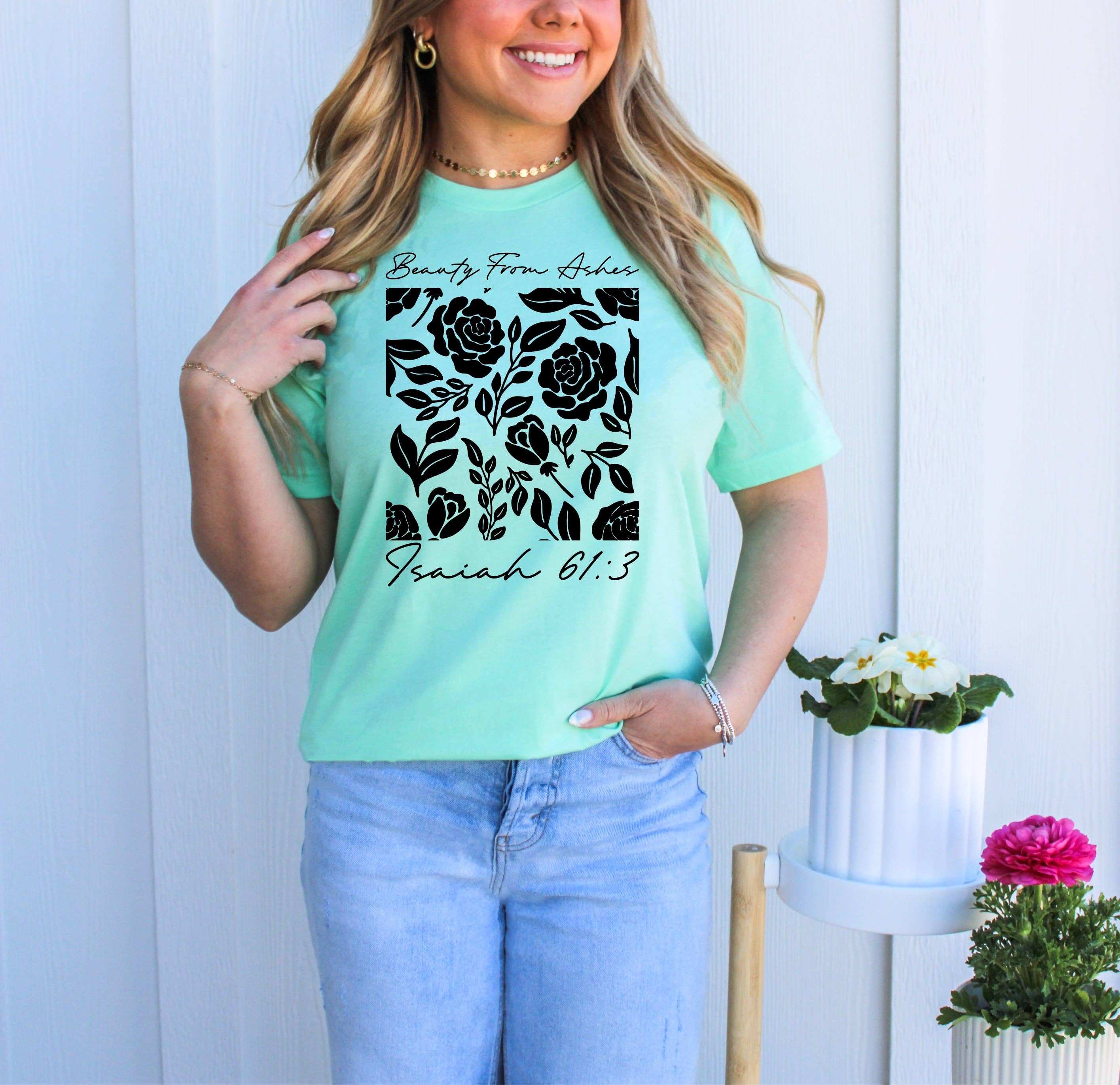 New Christian Beauty For Ashes Mint Spring Graphic Tee Hoodie, Sweatshirt | PodTeesHub.com