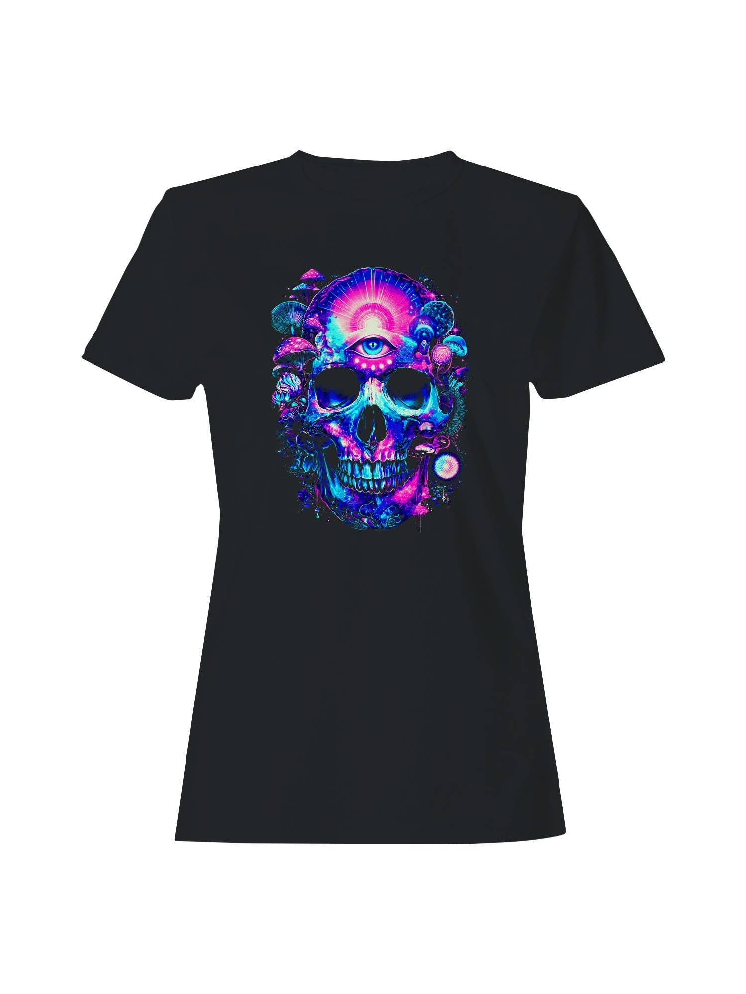 Psychedelic Skull with Mushrooms Women's T-Shirt Hoodie, Sweatshirt | PodTeesHub.com