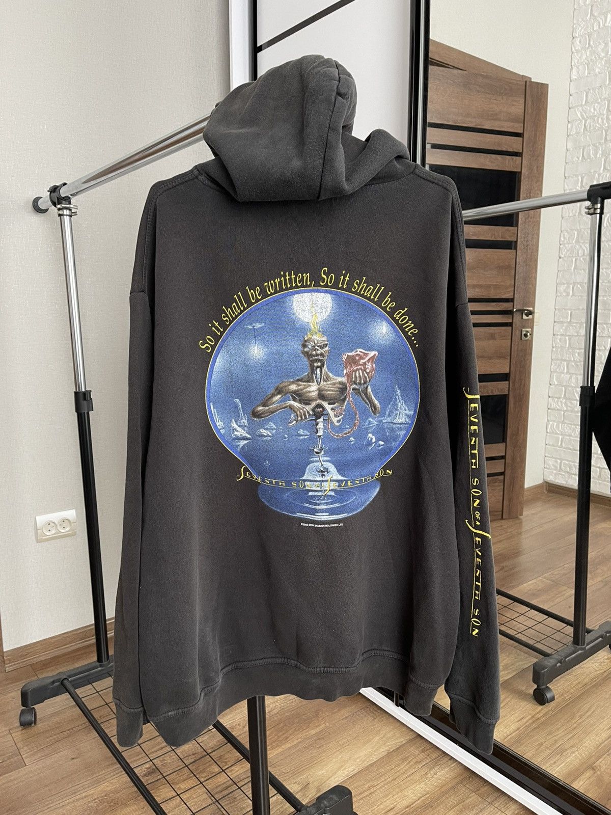Maiden Iron Maiden Seventh Distressed Vintage Hoodie Pullover 90s T-Shirts, Sweatshirt | PodTeesHub.com
