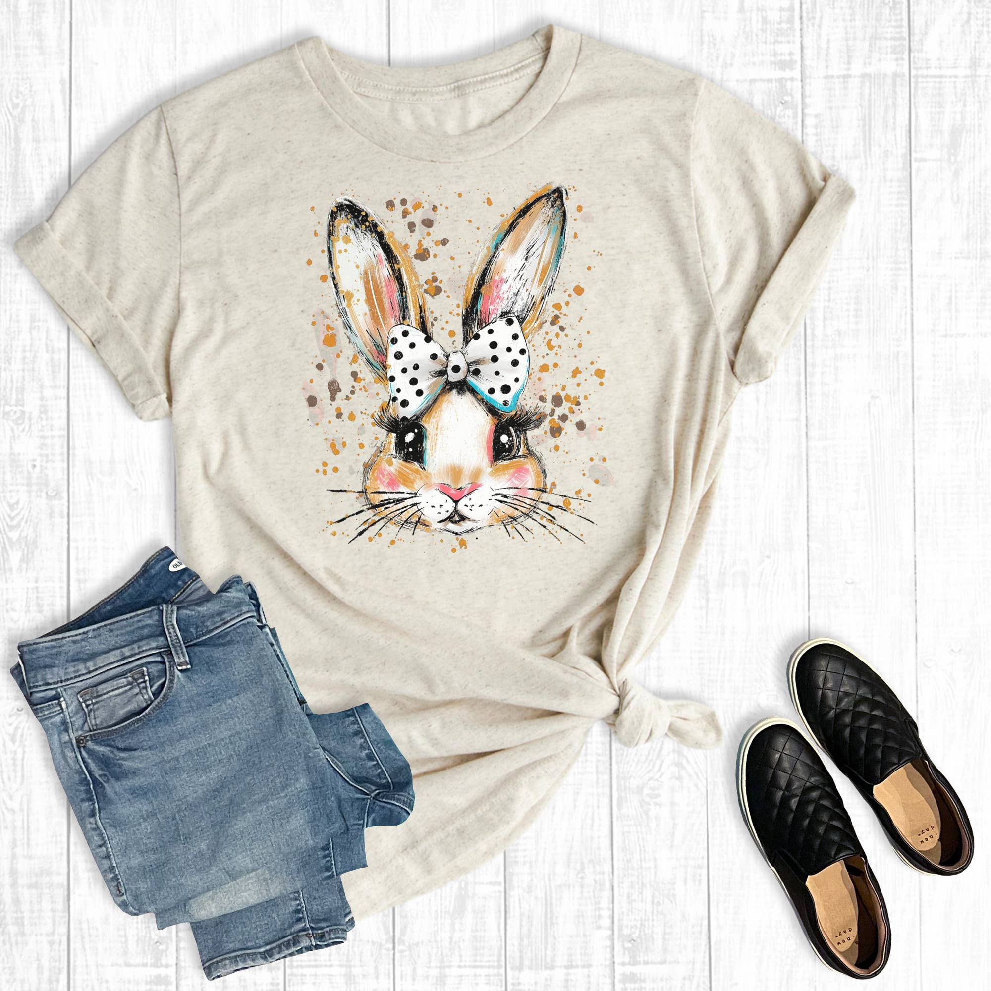 Retro Easter Coquette Bunny Graphic Tee Hoodie, Sweatshirt | PodTeesHub.com