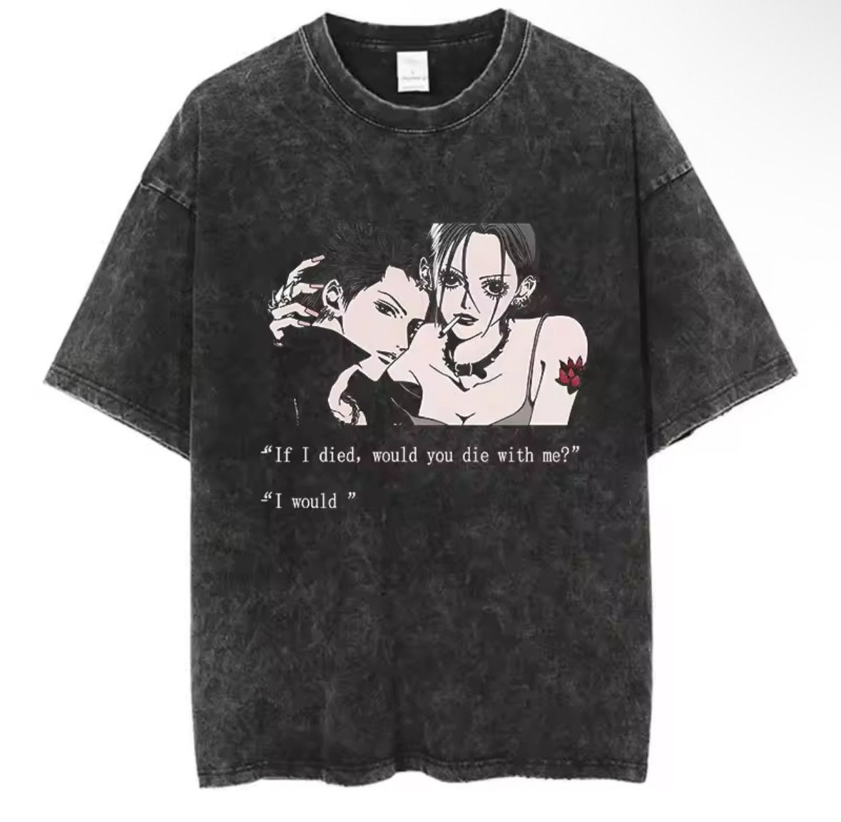 Japanese Brand Y2k Hip Hop Vintage Nana Osaki Anime Graffiti Washed T Shirt Hoodie, Sweatshirt | PodTeesHub.com