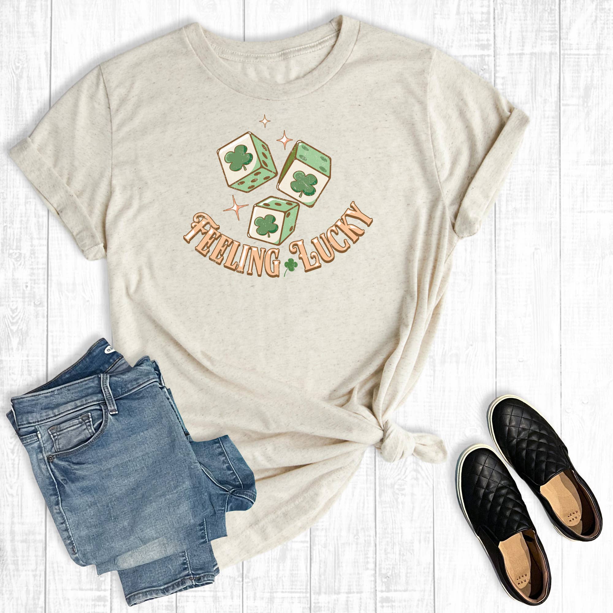 Feeling Lucky Dice St Patrick's Day Graphic Tee Hoodie, Sweatshirt | PodTeesHub.com