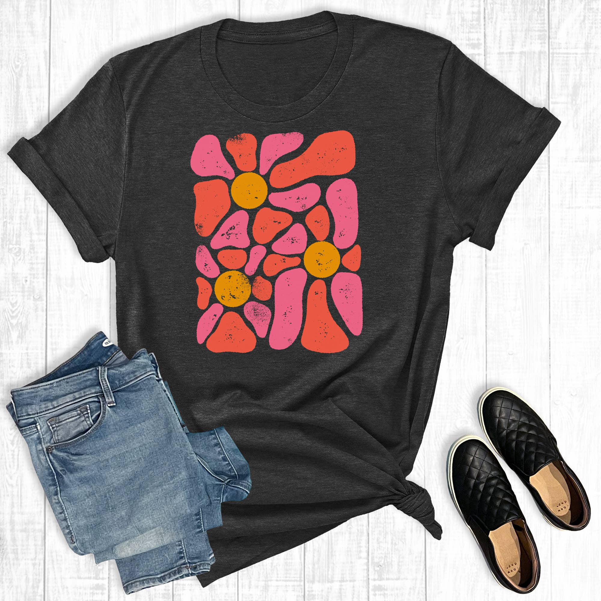 Disco Floral Graphic Tee Hoodie, Sweatshirt | PodTeesHub.com