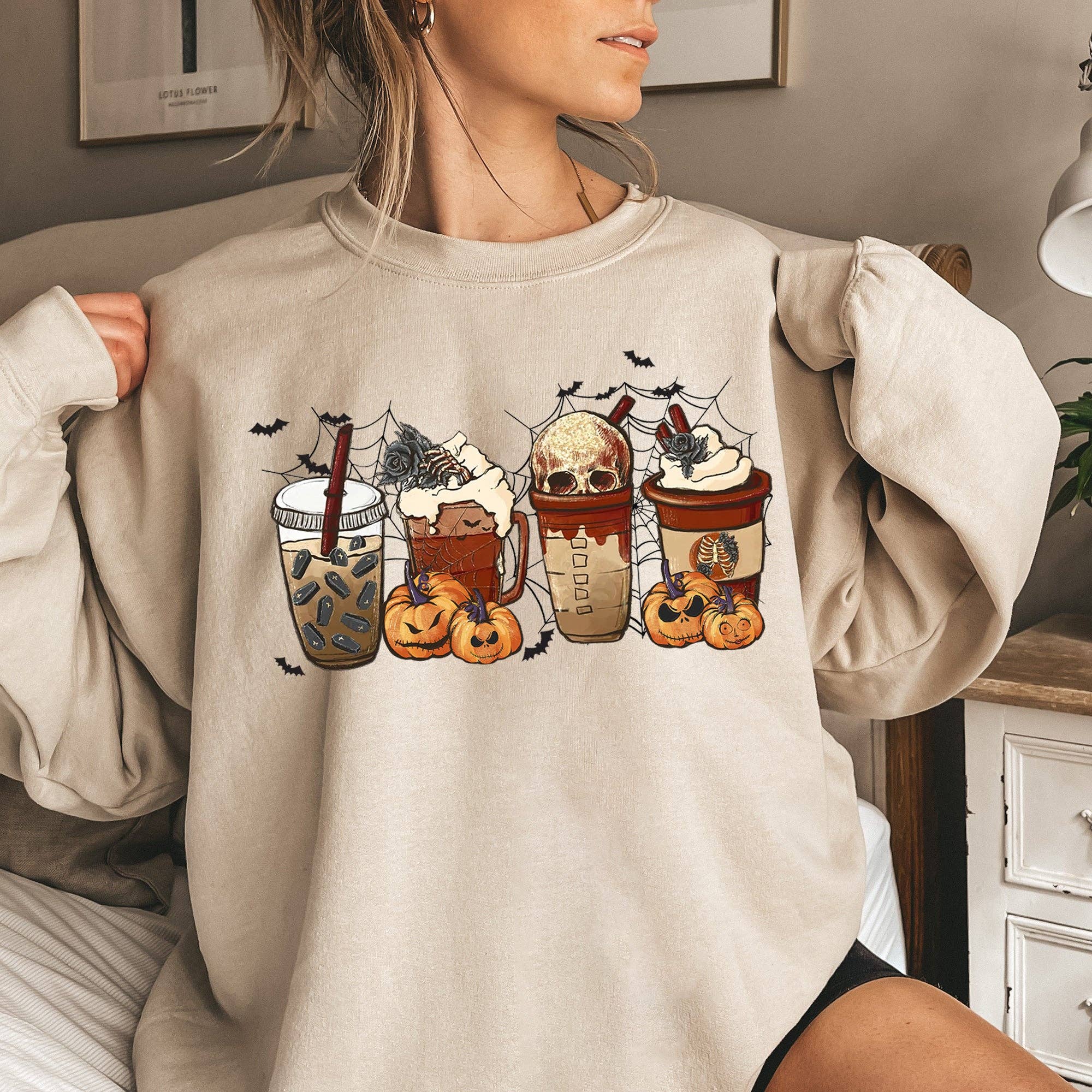 Horror Pumpkin Coffee Halloween Sweatshirt T-Shirts, Hoodie | PodTeesHub.com