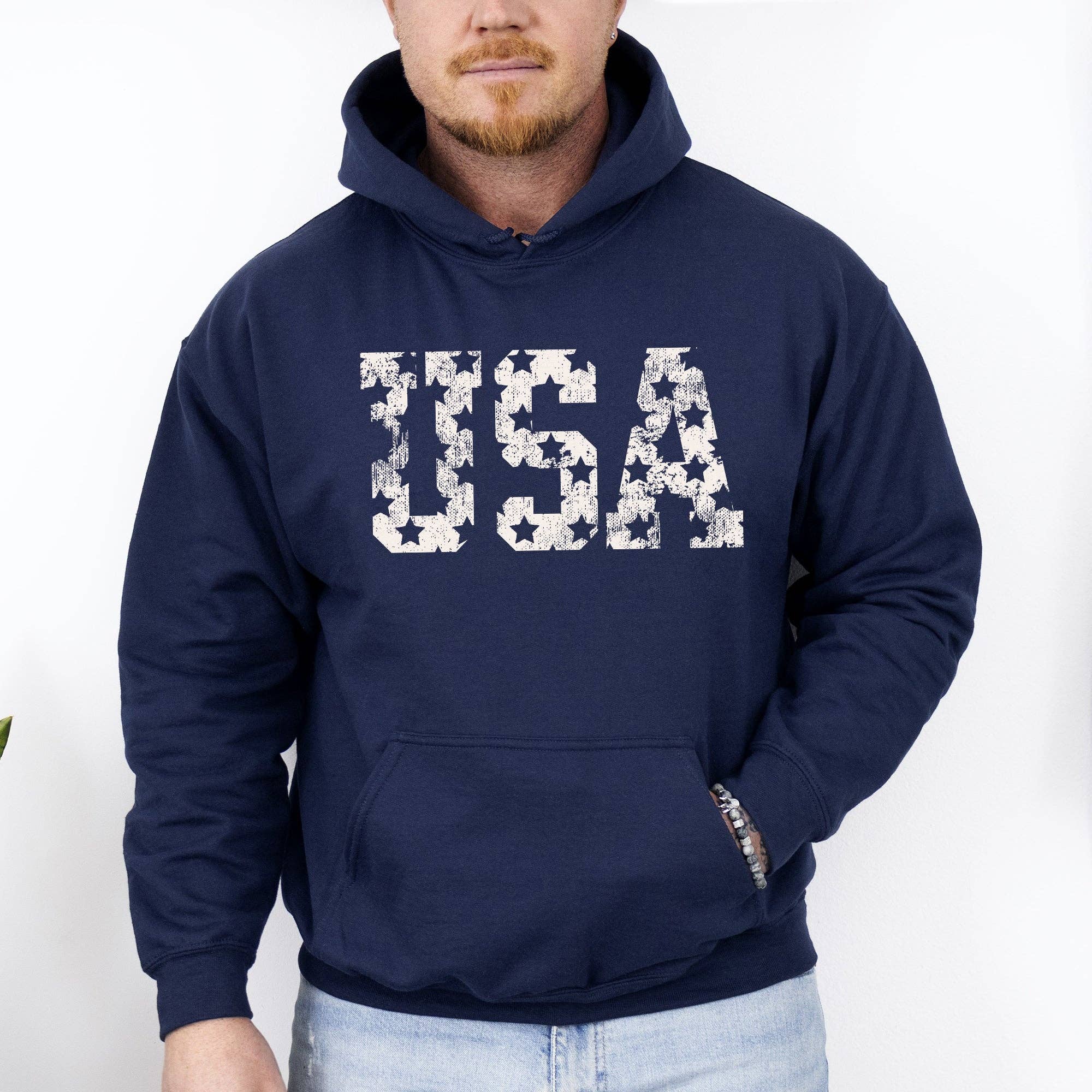 Retro, USA Stars, Patriotic America Hoodie Hooded Sweatshirt T-Shirts | PodTeesHub.com