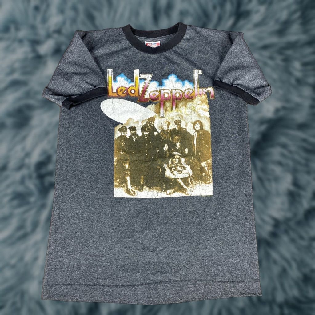 Vintage Led Zeppelin Ii Bayside T Shirt Men S Small Gray Cotton Logo Short Sleeve Crew Neck Hoodie, Sweatshirt