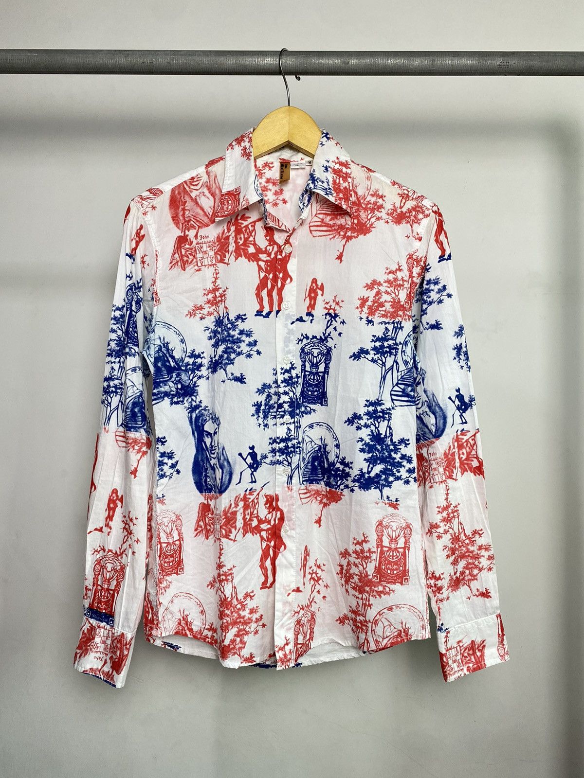 Galliano Vintage John Galliano Light Cotton Printed Shirt Hoodie, Sweatshirt | PodTeesHub.com