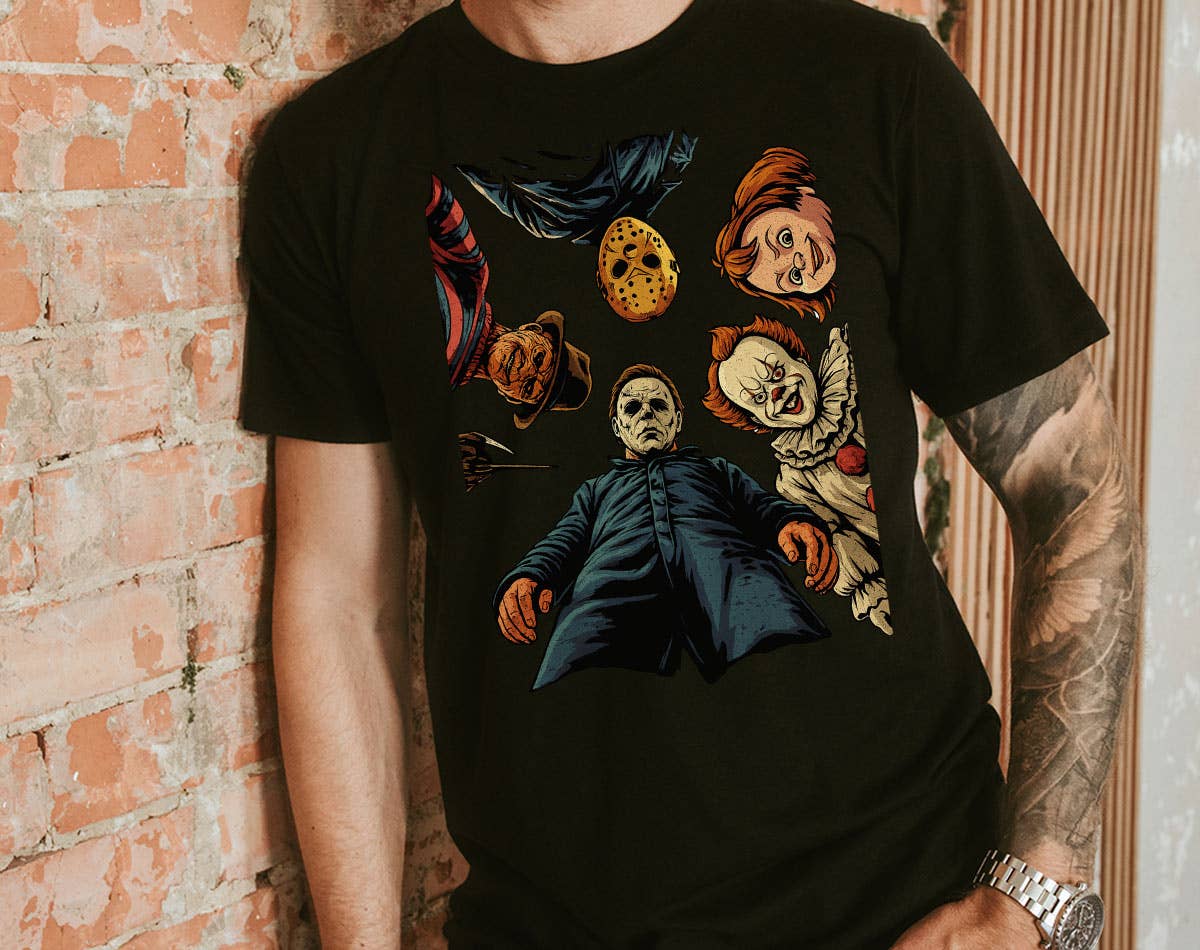 Horror Icons Looking Down Scary Halloween T-Shirt Hoodie, Sweatshirt | PodTeesHub.com