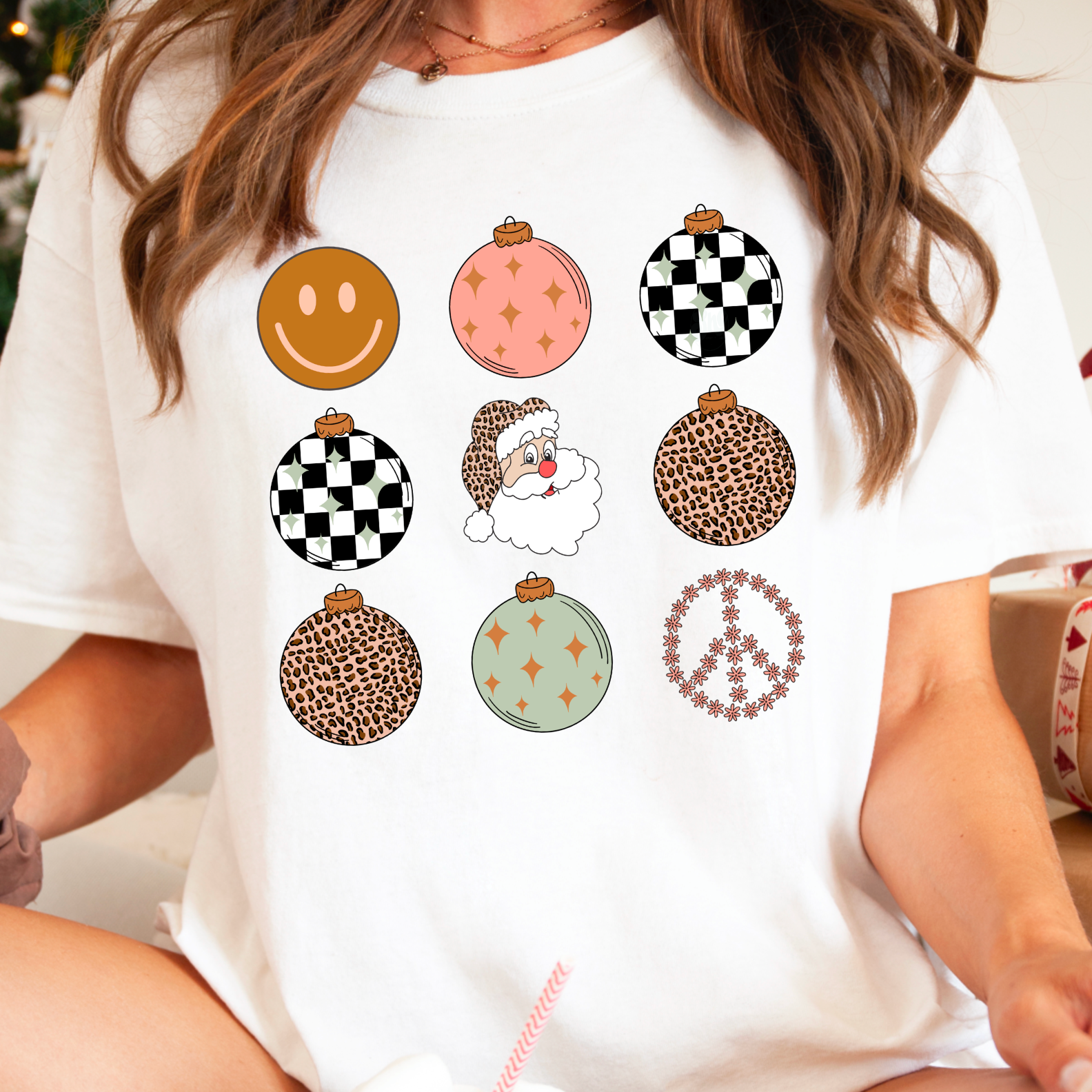 Retro Holiday Ornaments Christmas Graphic Tee Hoodie, Sweatshirt | PodTeesHub.com