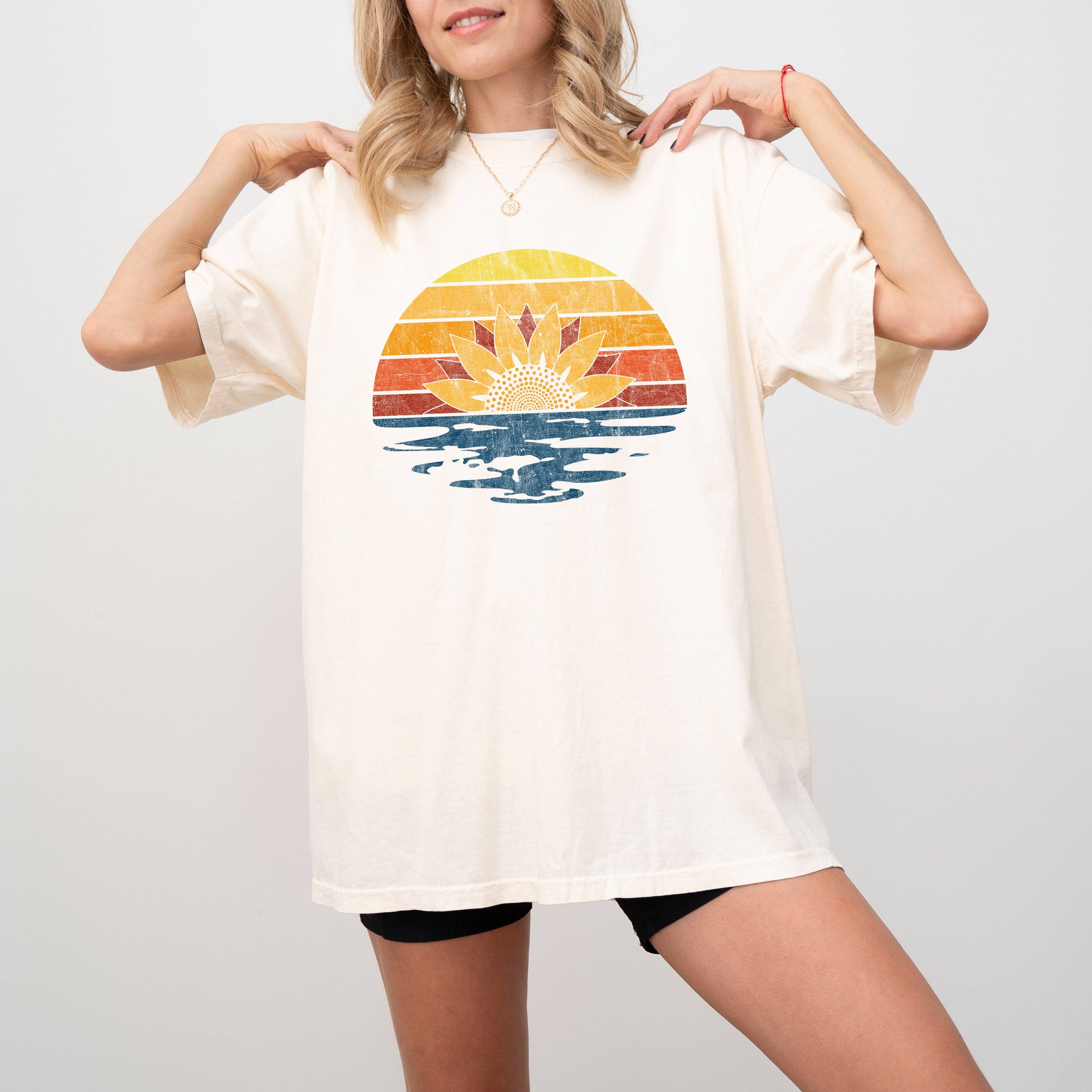 Beach Floral Sunset Summer Vibes California Tshirt Hoodie, Sweatshirt | PodTeesHub.com