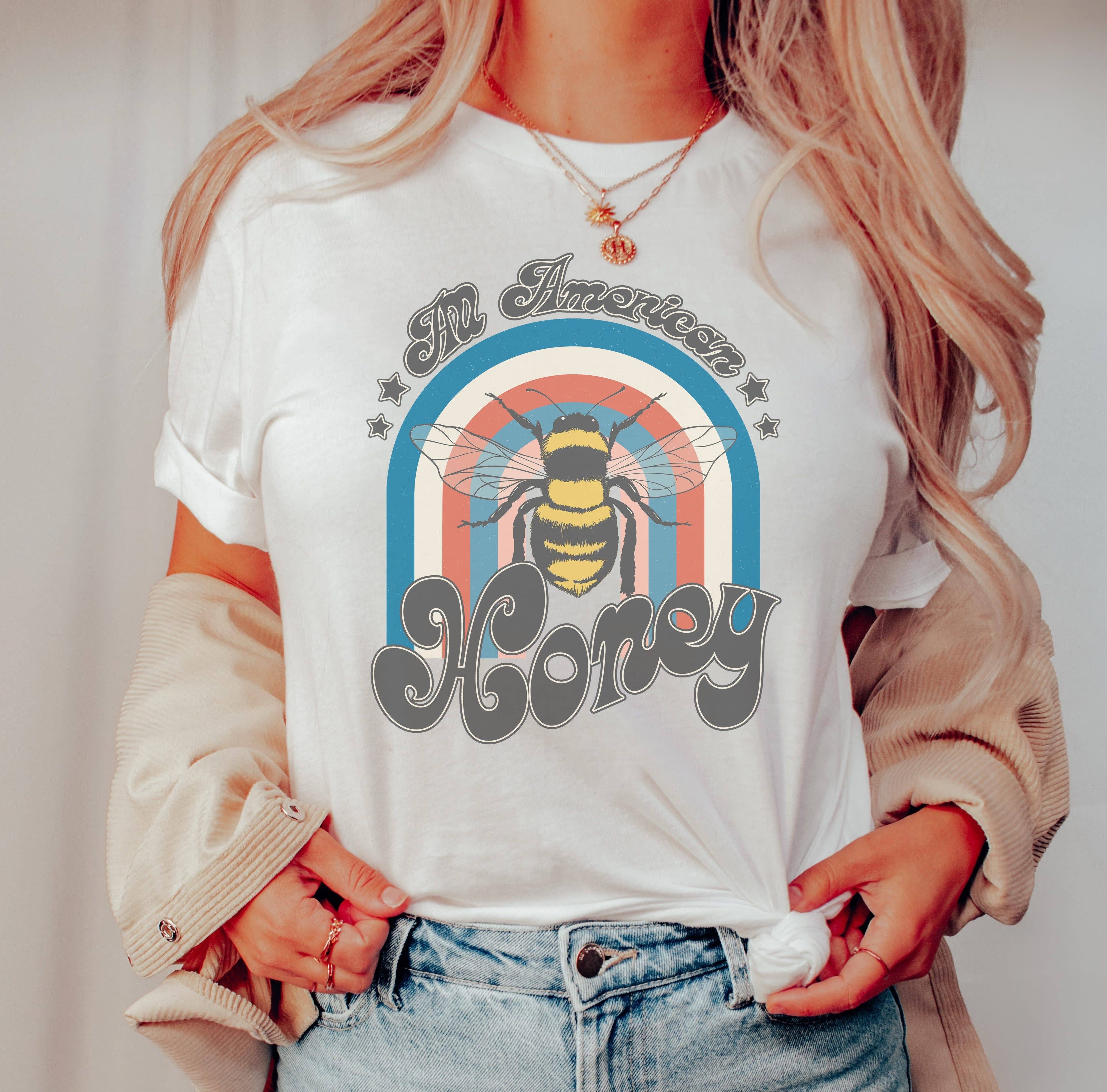 All American Honey Tee | Patriotic T Shirt Hoodie, Sweatshirt | PodTeesHub.com