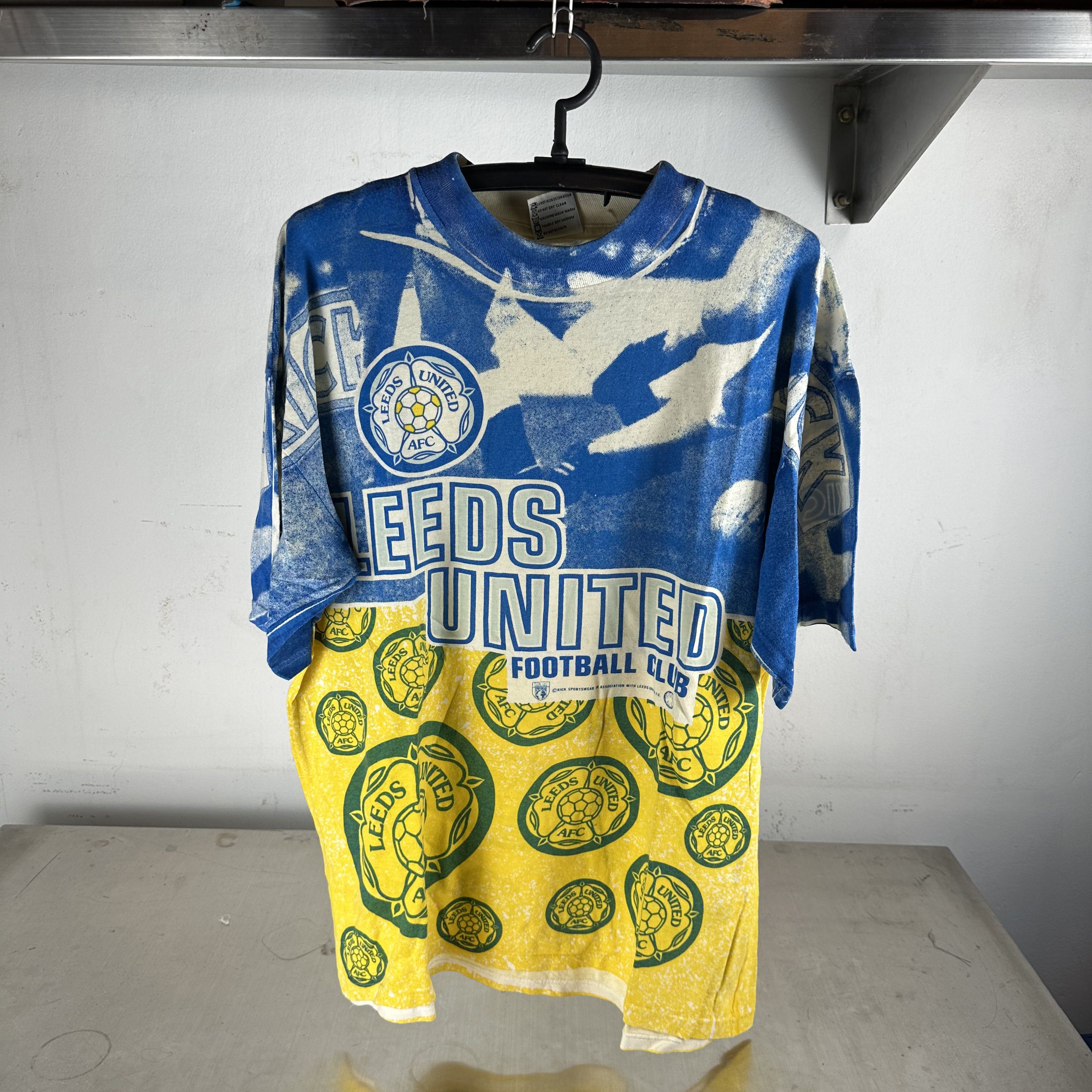 Vintage 90s Leeds United Football Club All Over Print Soccer T Shirt Hoodie, Sweatshirt | PodTeesHub.com