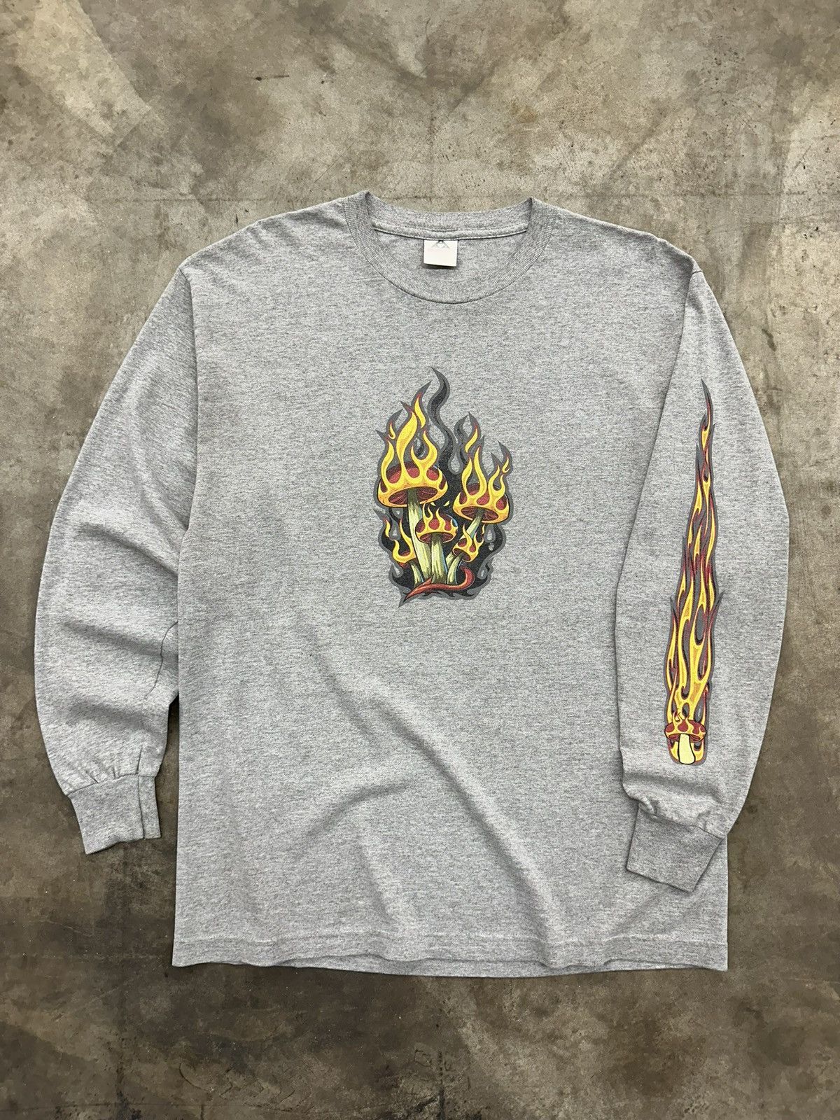 Vintage Mushroom Flames Long Sleeve Shirt Y2k Graphic Tee Hoodie, Sweatshirt | PodTeesHub.com