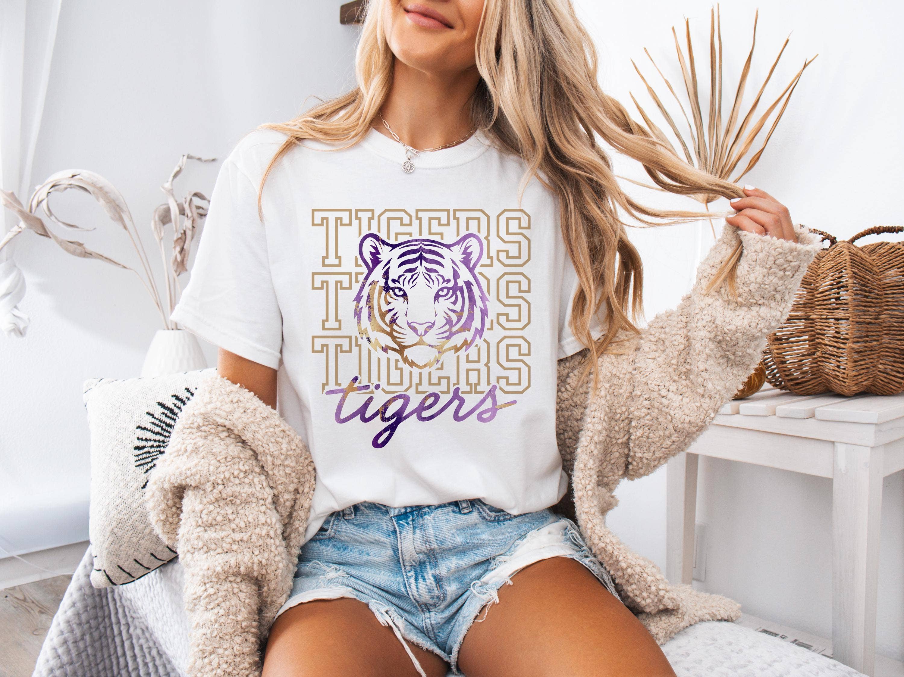 Lsu Tiger Head Game Day Shirt - Purple and Gold Hoodie, Sweatshirt | PodTeesHub.com