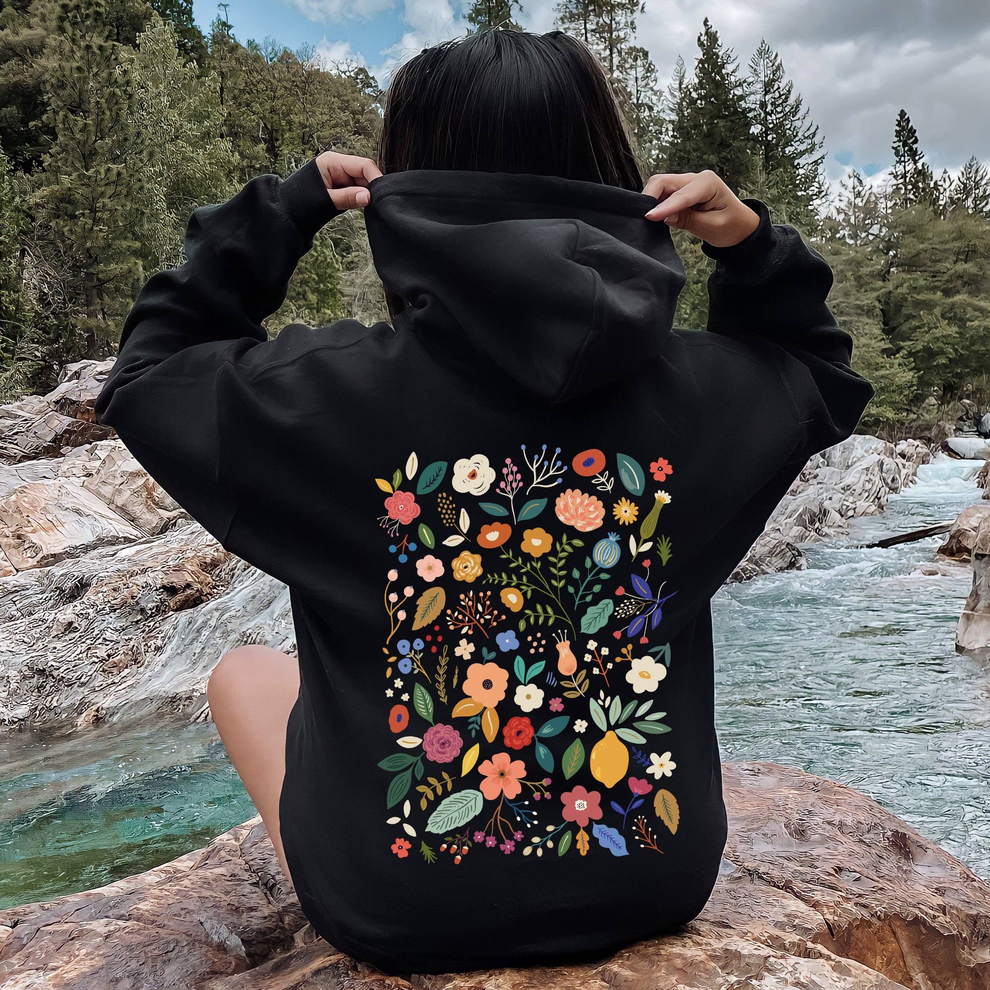 Colorful Delicate Floral Pattern, Leaves, Flowers Hoodie T-Shirts, Sweatshirt | PodTeesHub.com