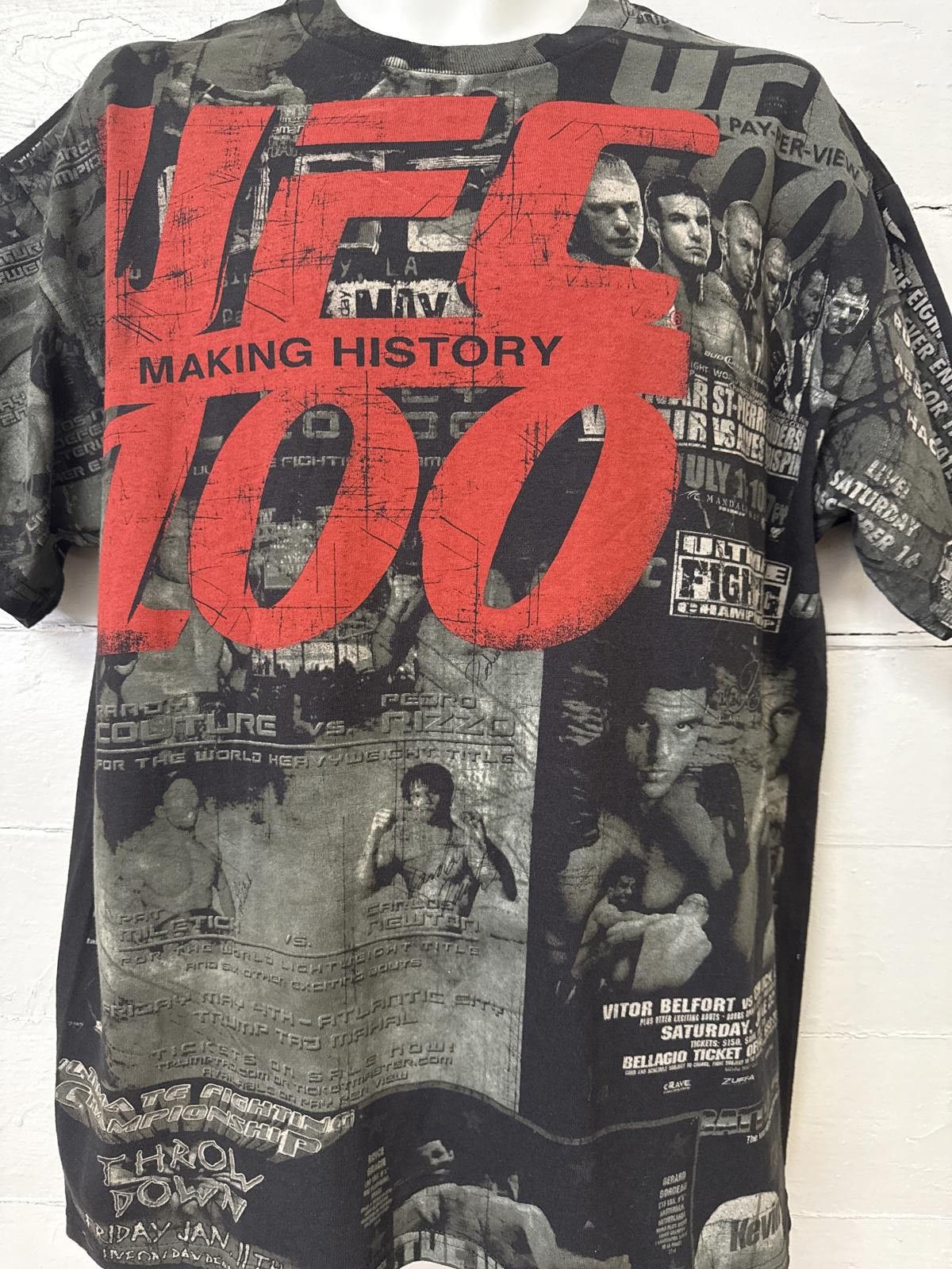 Y2k Ufc 100 Making History Nwot All Over Print T Shirt L Hoodie, Sweatshirt | PodTeesHub.com