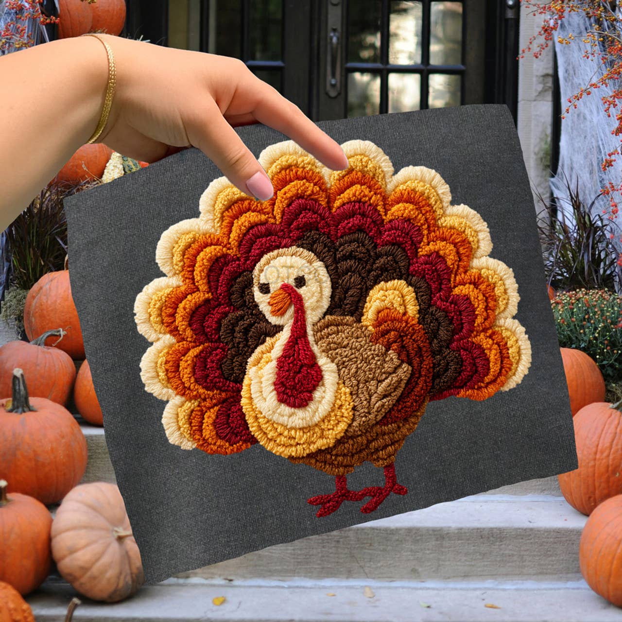 Faux Latch Hook Turkey Tee Hoodie, Sweatshirt | PodTeesHub.com