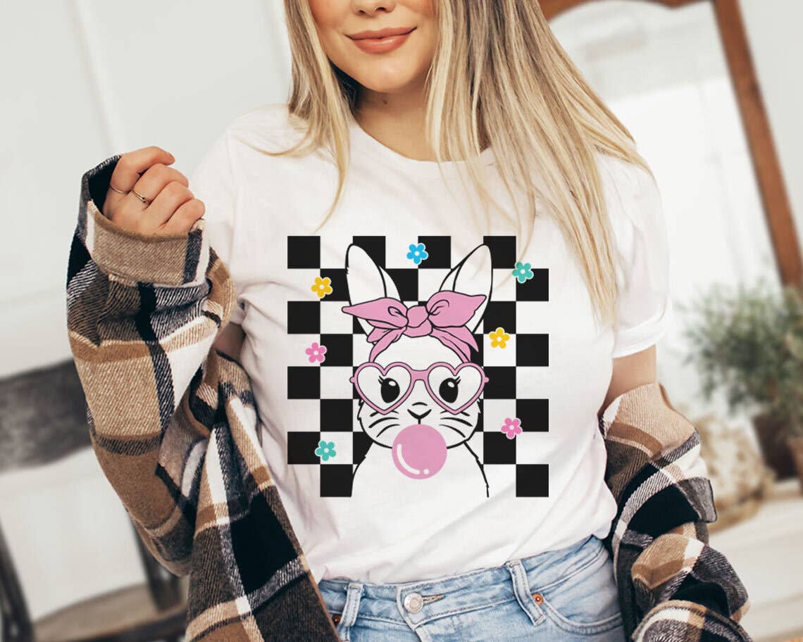 Easter Bunny Bubblegum Checkered - Cute Easter Shirt Hoodie, Sweatshirt | PodTeesHub.com