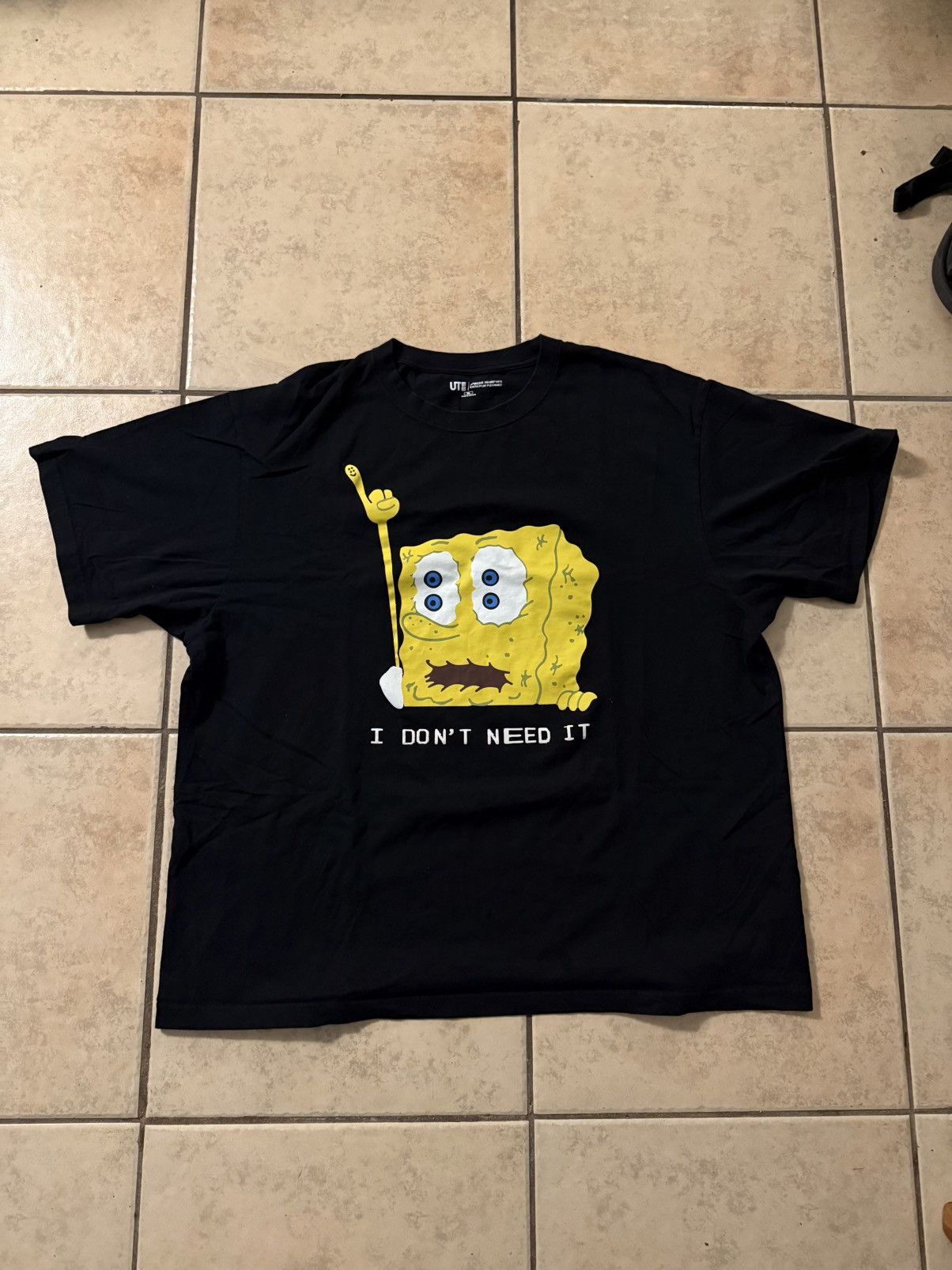 Uniqlo Cpfm Spongebob I Don T Need It T Shirt Black Hoodie, Sweatshirt | PodTeesHub.com