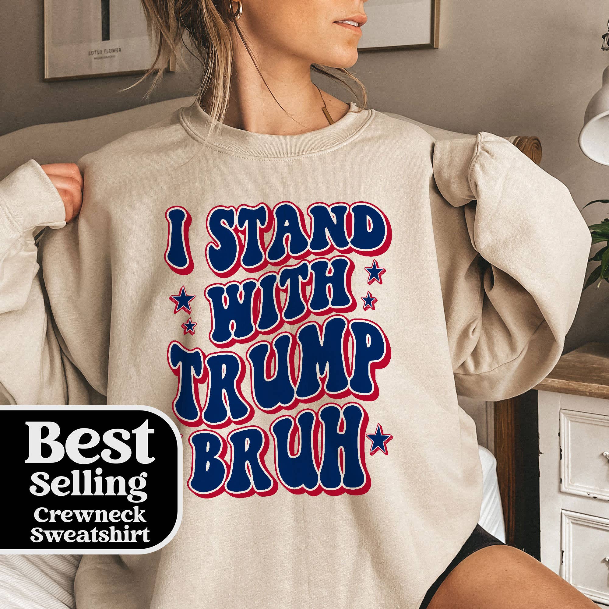 Trump 2024 I Stand with Trump Retro Sweatshirt T-Shirts, Hoodie | PodTeesHub.com