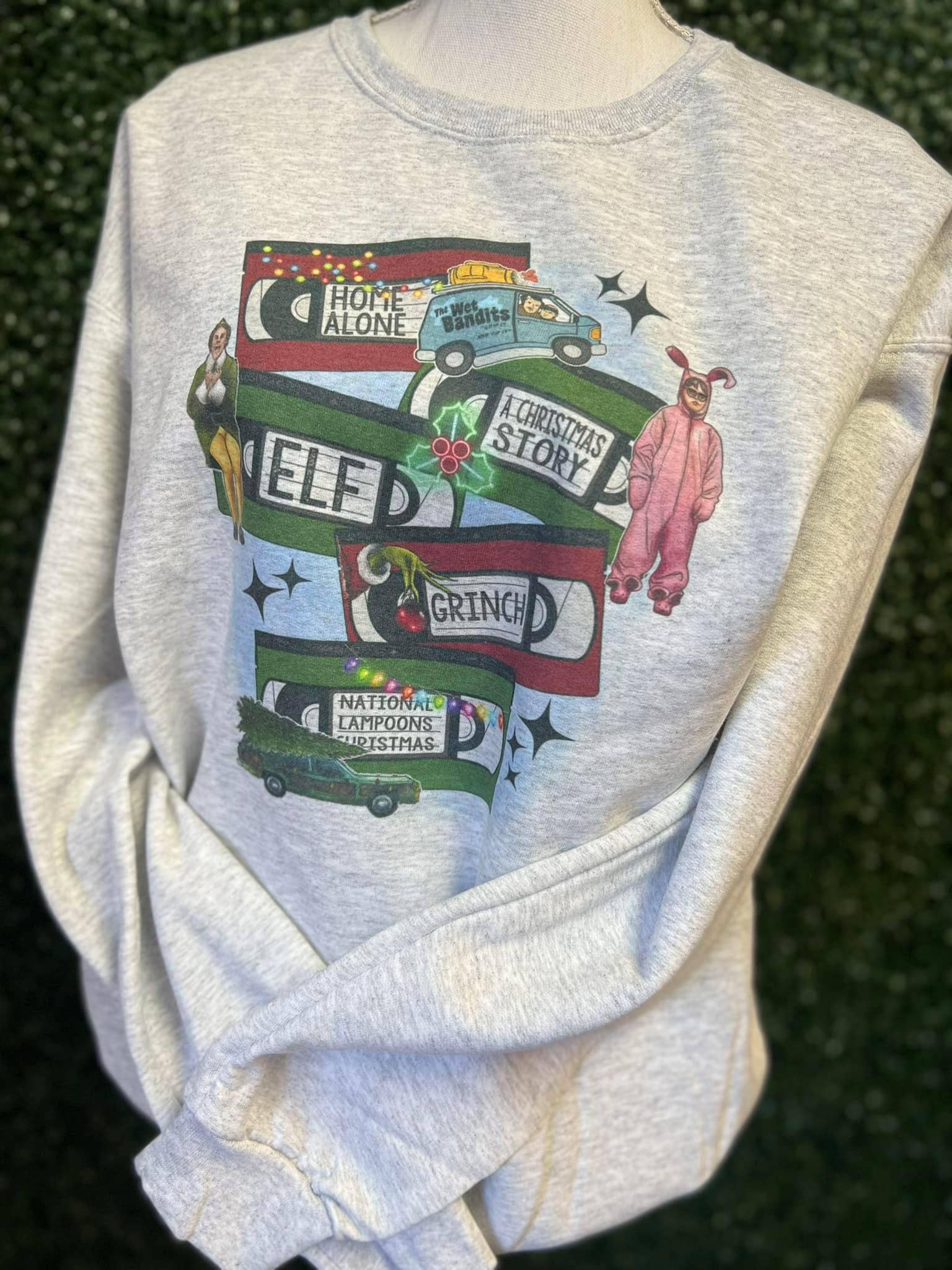 Classic Christmas Movies Sweatshirt On Ash Gray T-Shirts, Hoodie | PodTeesHub.com
