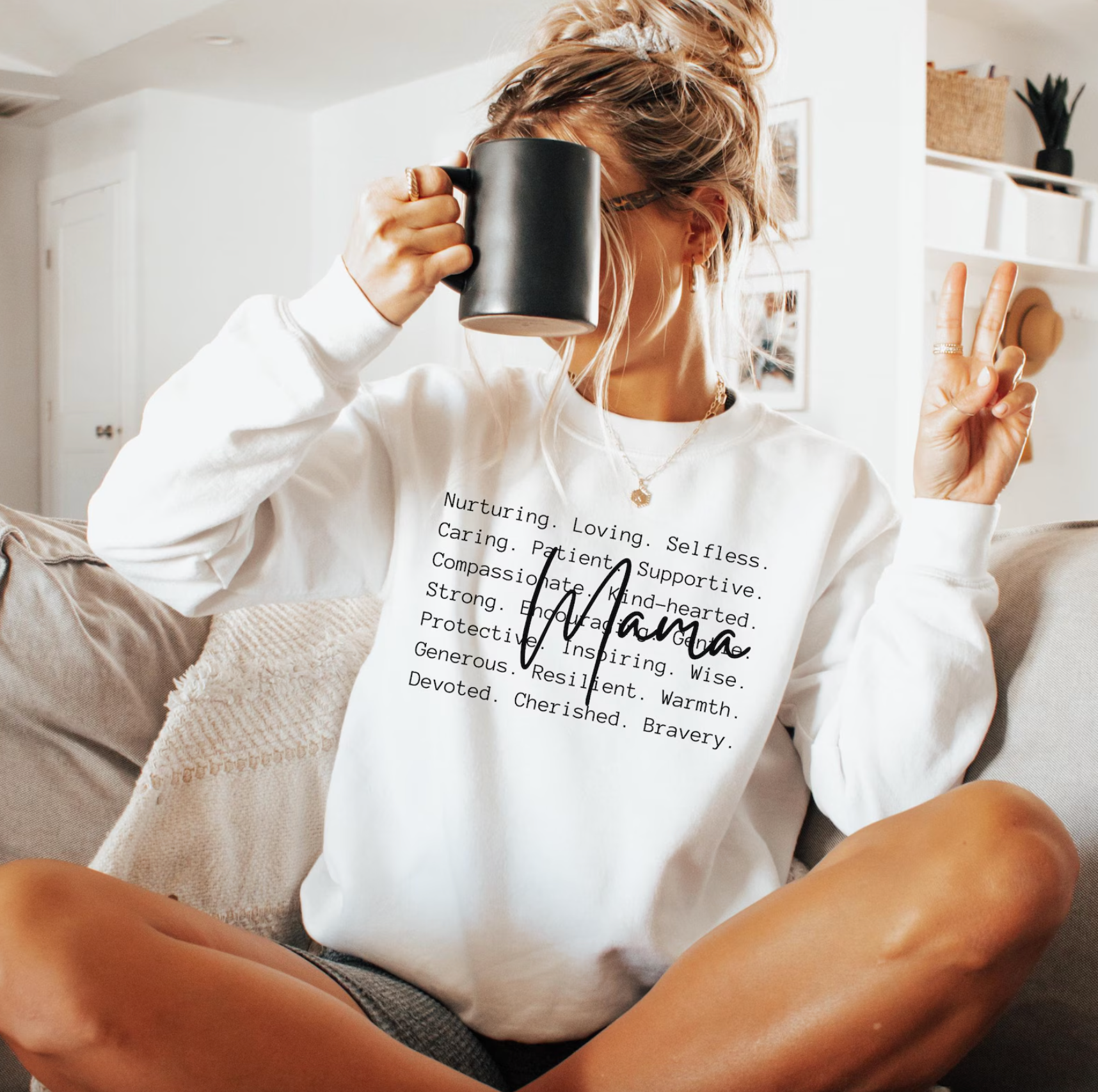 Mama Words Crewneck Sweatshirt T-Shirts, Hoodie | PodTeesHub.com