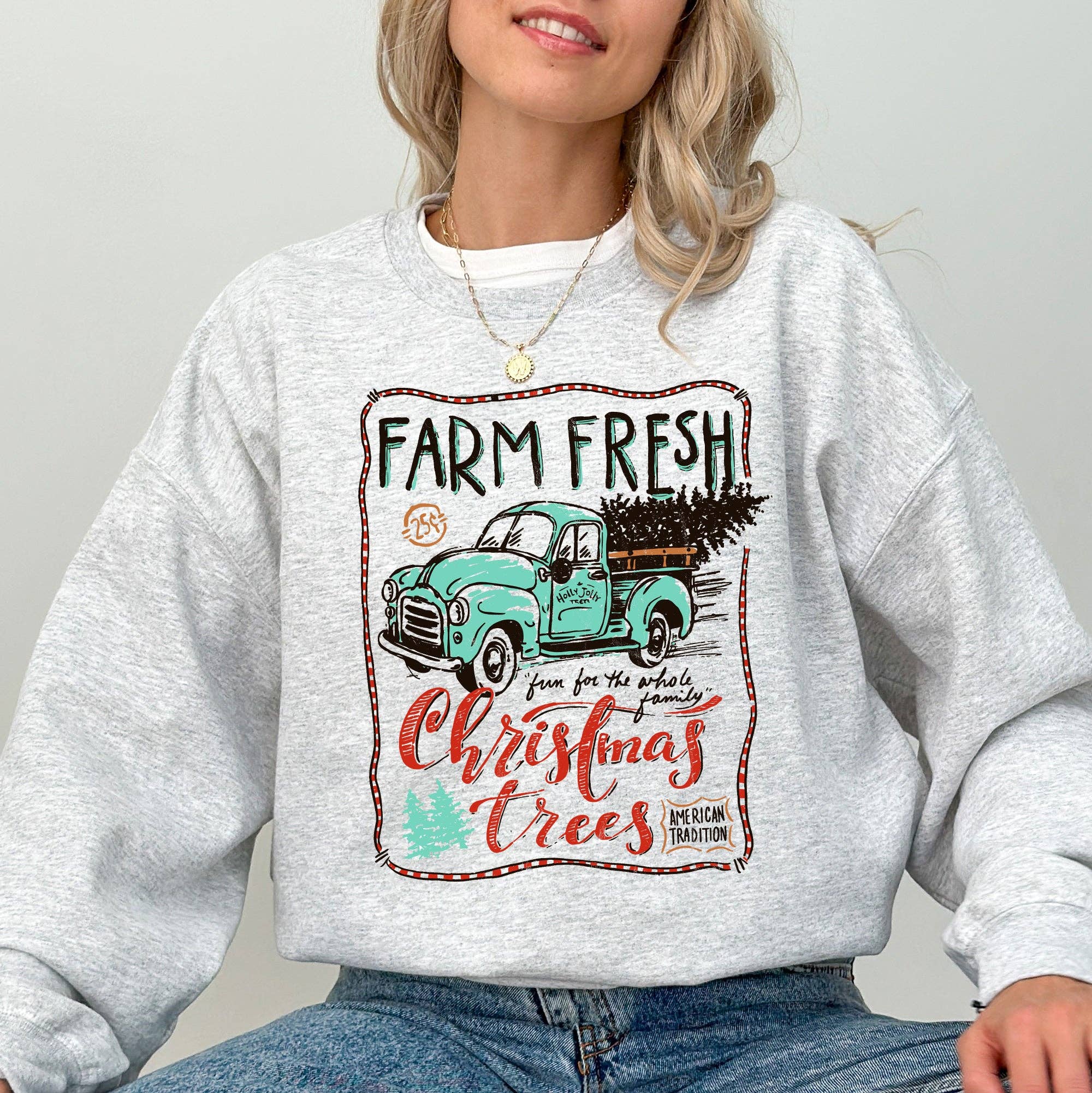 Farm Fresh Christmas Trees, Vintage, Retro Santa  Sweatshirt T-Shirts, Hoodie | PodTeesHub.com