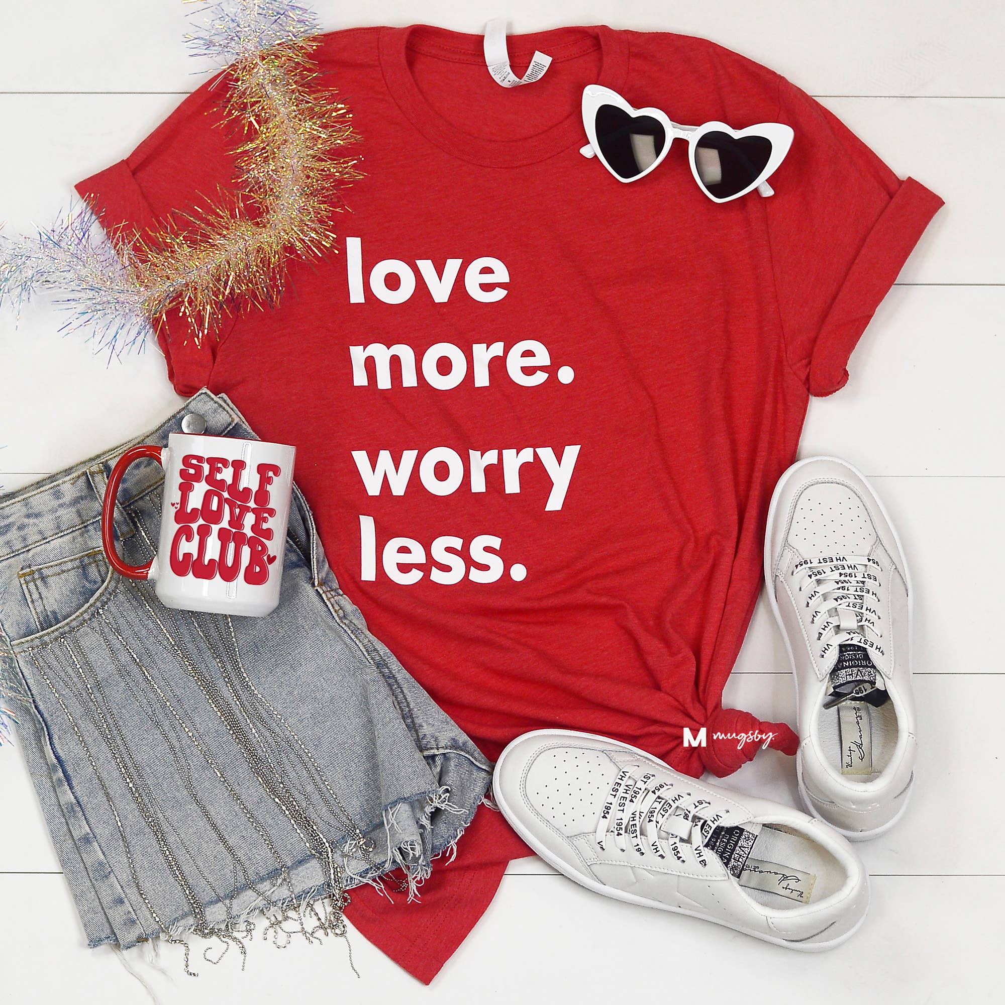 Love More Worry Less Valentine's Shirt, Valentine's Day Hoodie, Sweatshirt | PodTeesHub.com