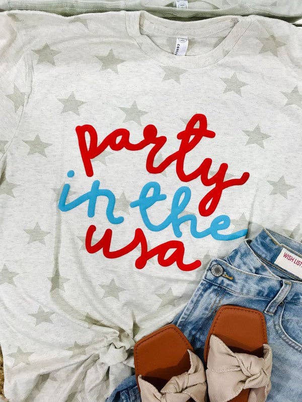 Party in the USA Puff Star Tee Hoodie, Sweatshirt | PodTeesHub.com