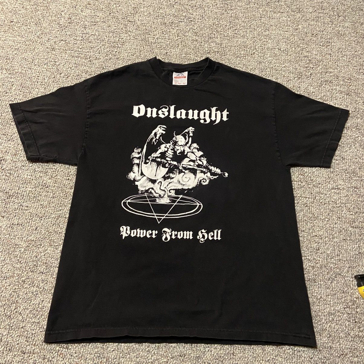 Band Tees 90s Onslaught Power From Hell Metal Band Tee Shirt Hoodie, Sweatshirt | PodTeesHub.com