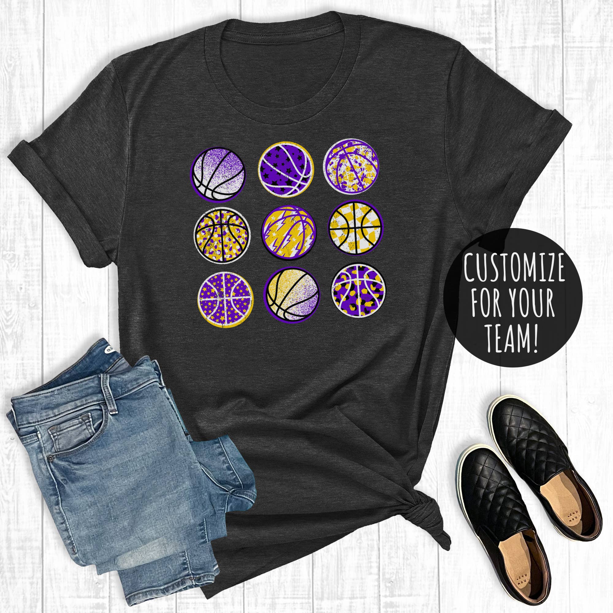 Custom Team Color Basketballs Graphic Tee Hoodie, Sweatshirt | PodTeesHub.com