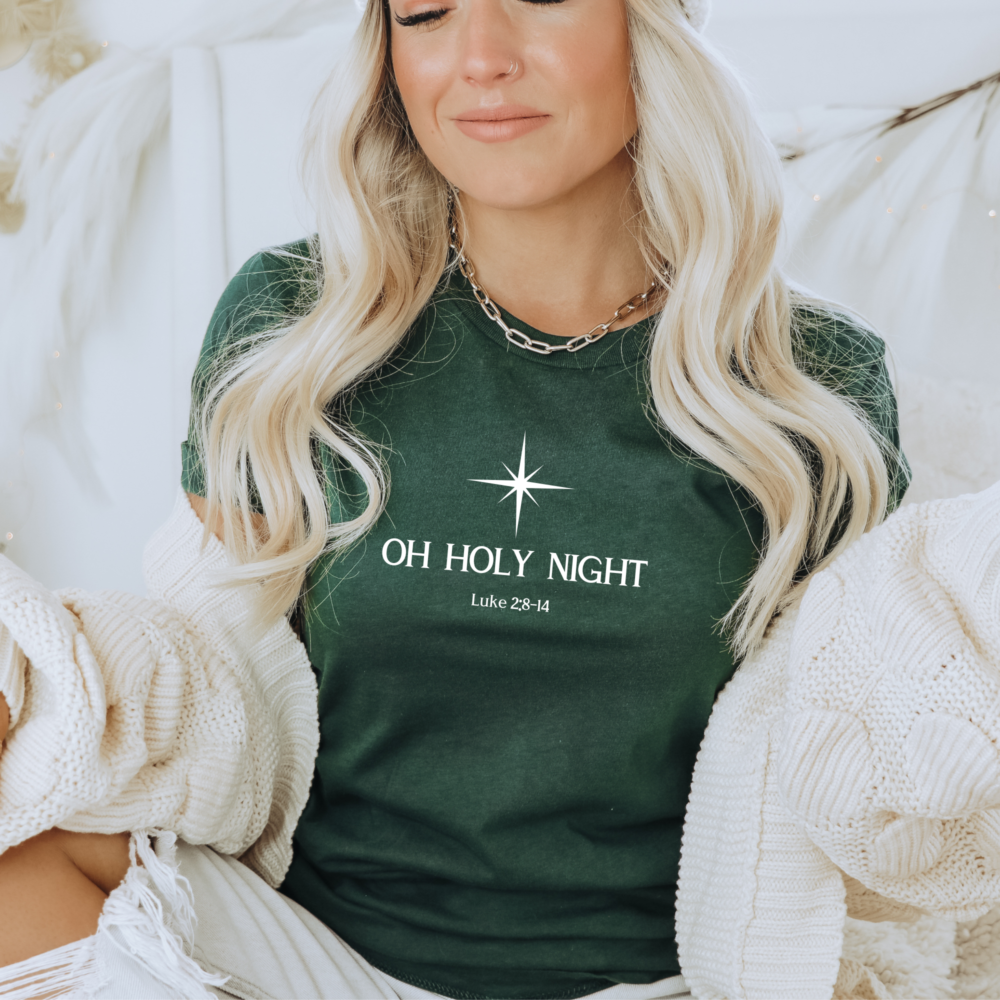 Oh Holy Night Cute Christian Christmas T-Shirt Hoodie, Sweatshirt | PodTeesHub.com