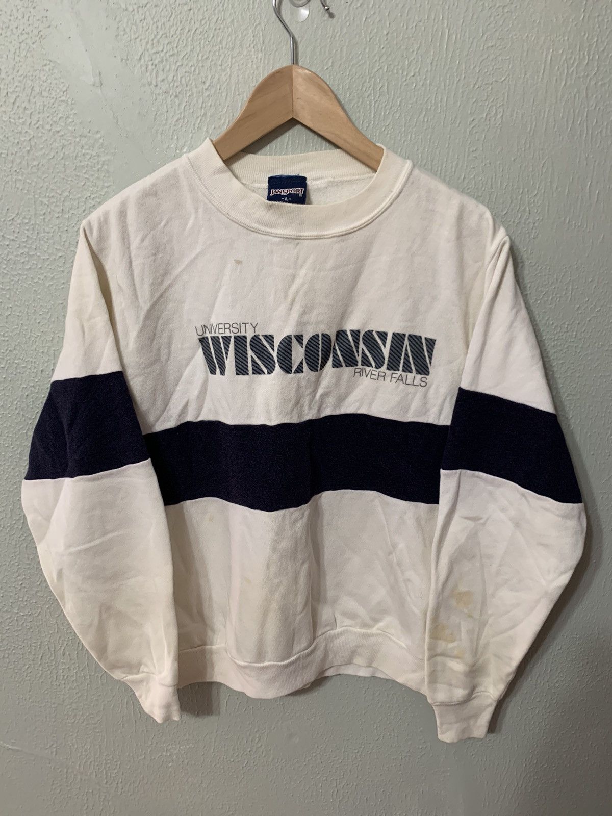 Vintage Crewneck Jansport Wisconsin River Falls Crewneck T-Shirts, Hoodie, Sweatshirt | PodTeesHub.com
