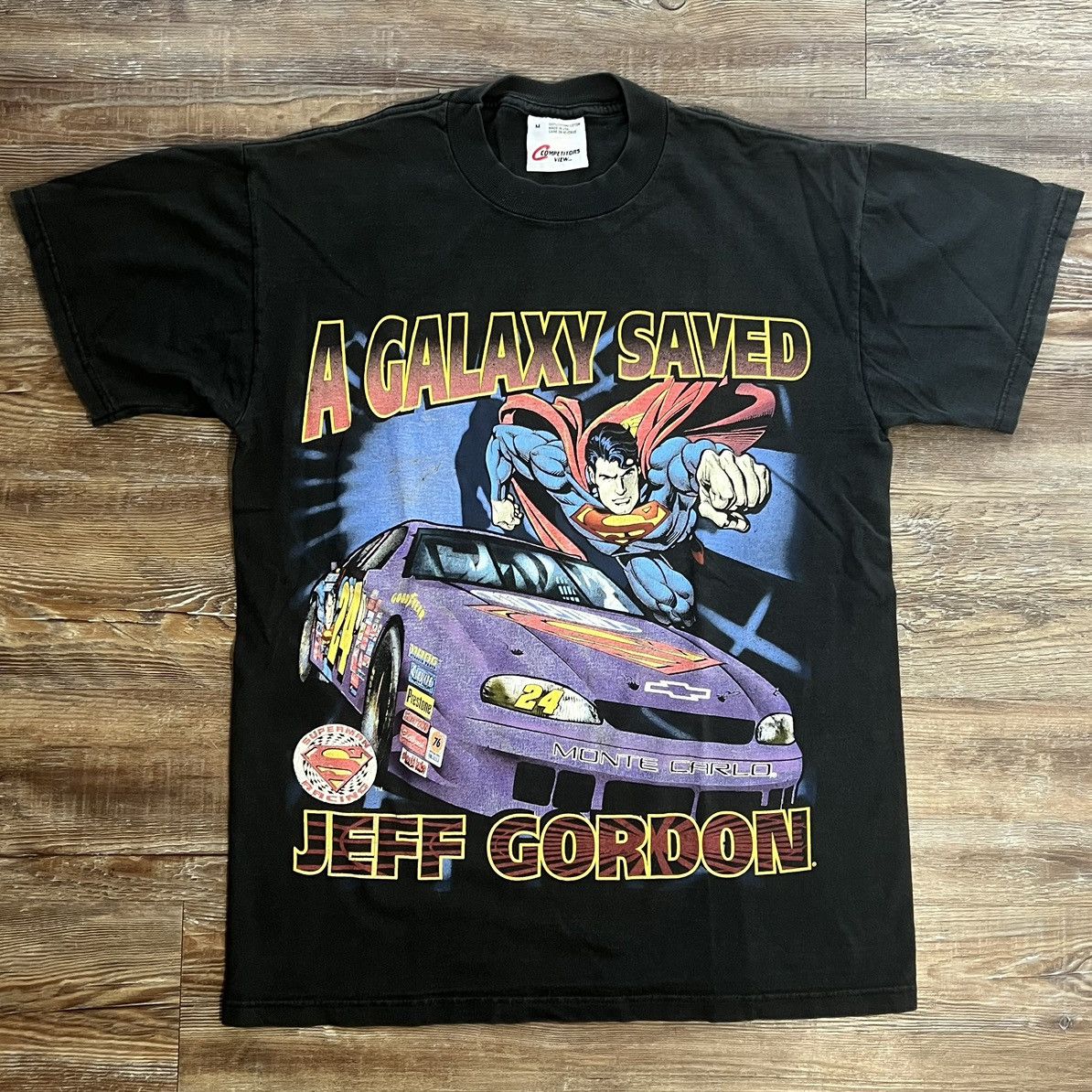 Nascar X Vintage Vintage 1999 Superman A Galaxy Saved Jeff Gordon Nascar Tee Hoodie, Sweatshirt | PodTeesHub.com