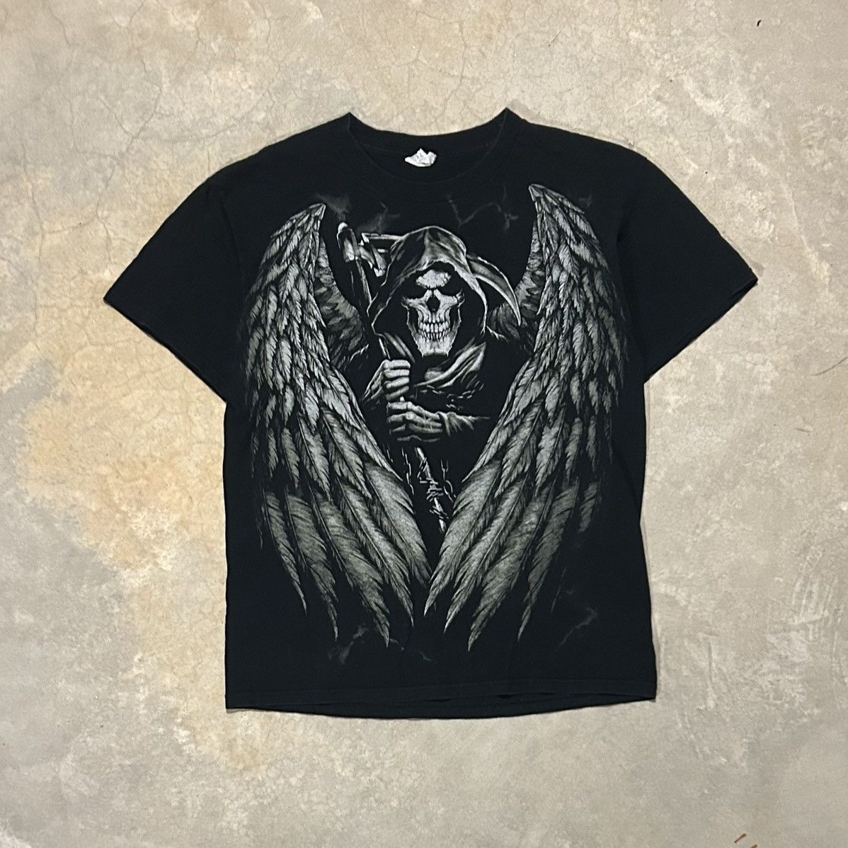 Crazy Vintage Y2k Grim Reaper Skull Horror Tee Cyber Grunge Hoodie, Sweatshirt | PodTeesHub.com