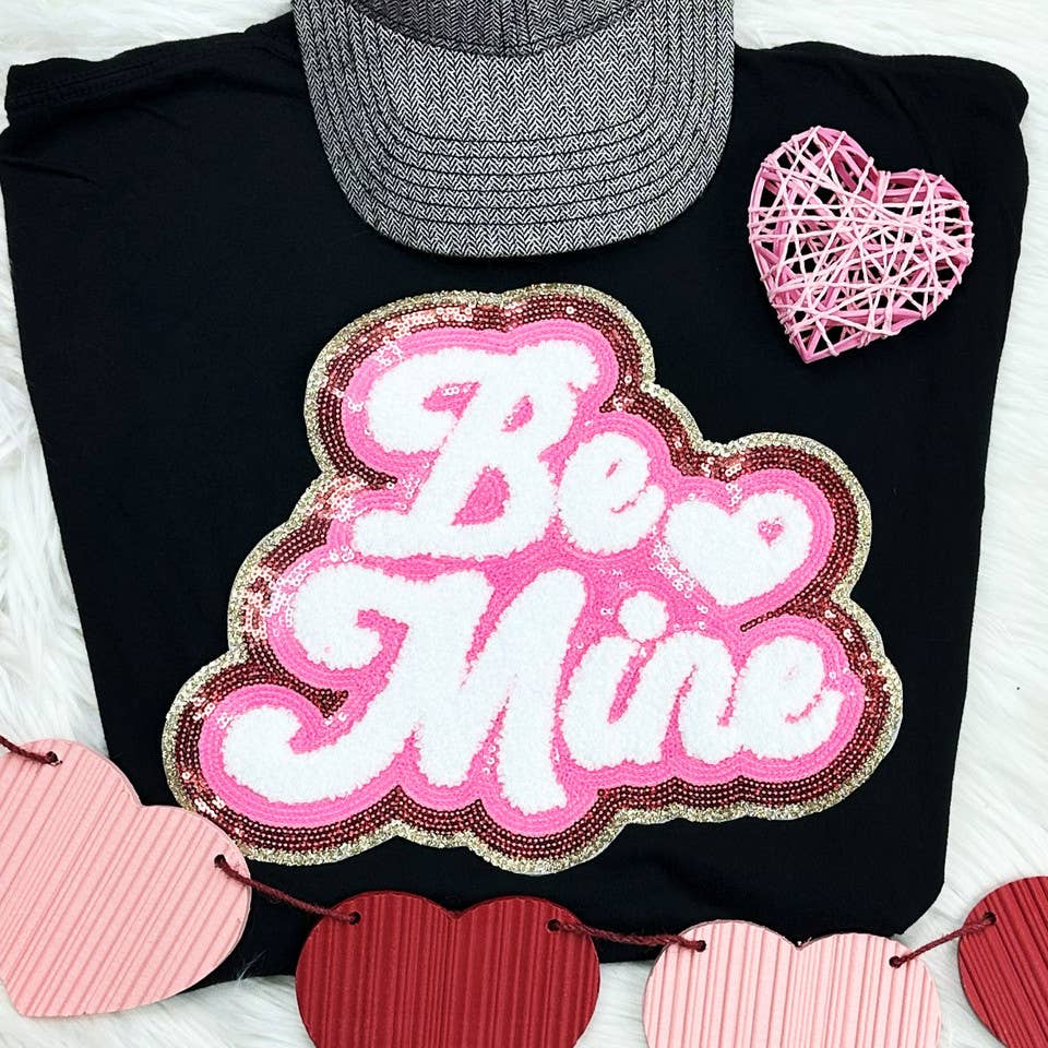 Be Mine Sequin Chenille Patch Everyday Tee Hoodie, Sweatshirt | PodTeesHub.com